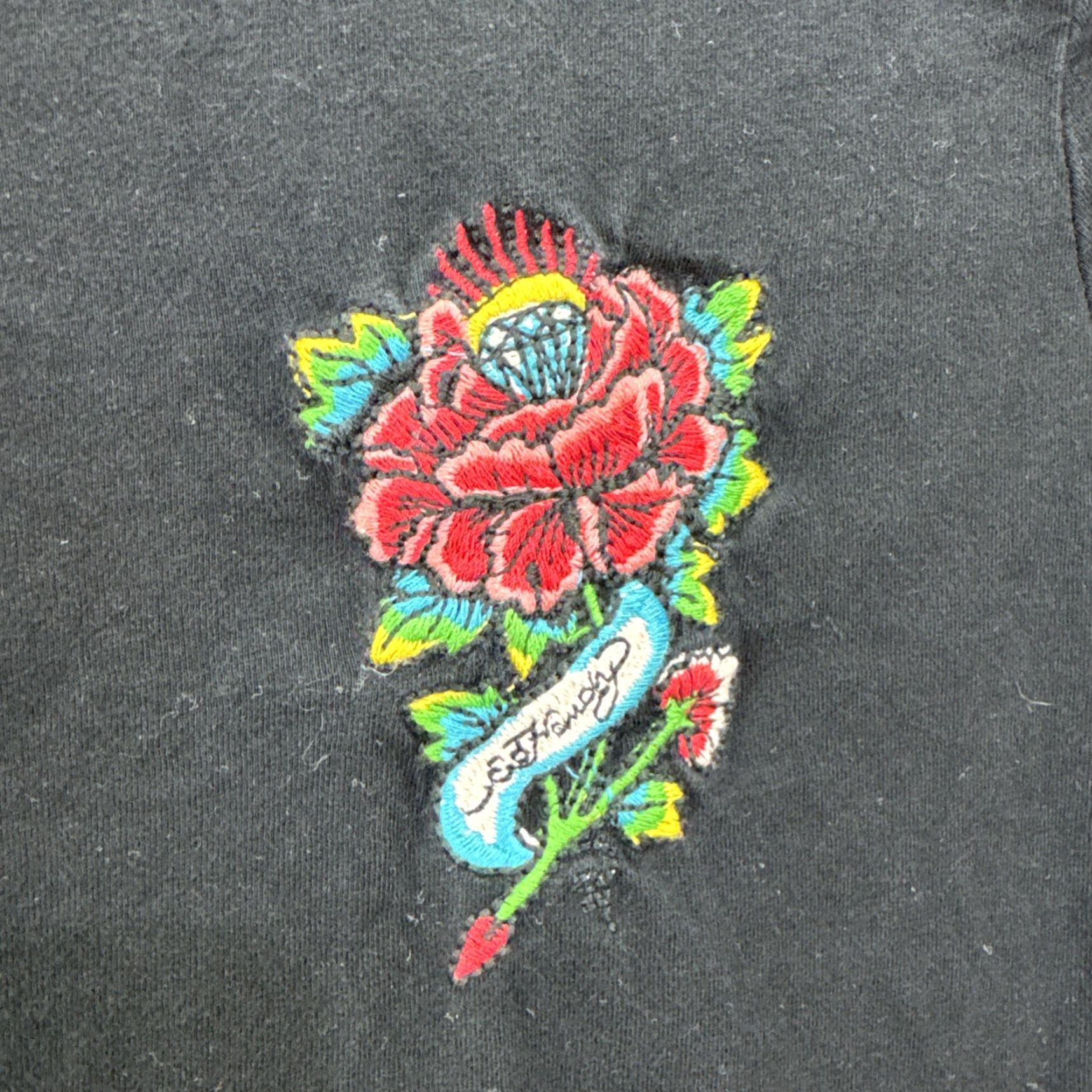Ed Hardy ED HARDY WOMEN T-SHIRT Black Embroidered Flower Slim Fit Graphic Tee Short Sleeve Crew Neck M Size M / US 6-8 / IT 42-44 - 5 Thumbnail