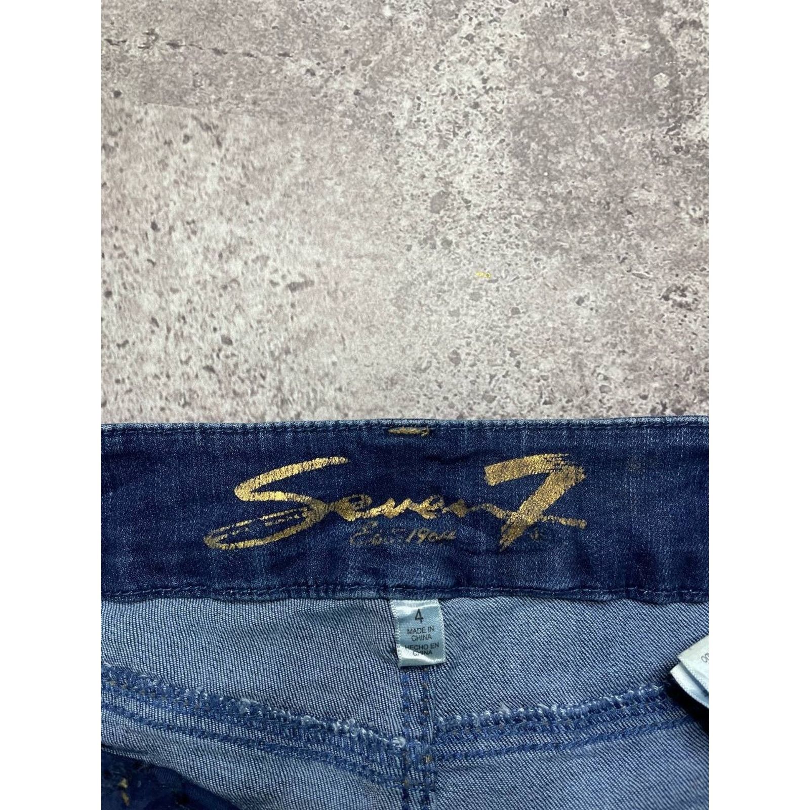 Vintage Vintage Seven7 Skinny Jeans Dark Wash Distressed Size 4 S Size 28" / US 6 / IT 42 - 4 Thumbnail
