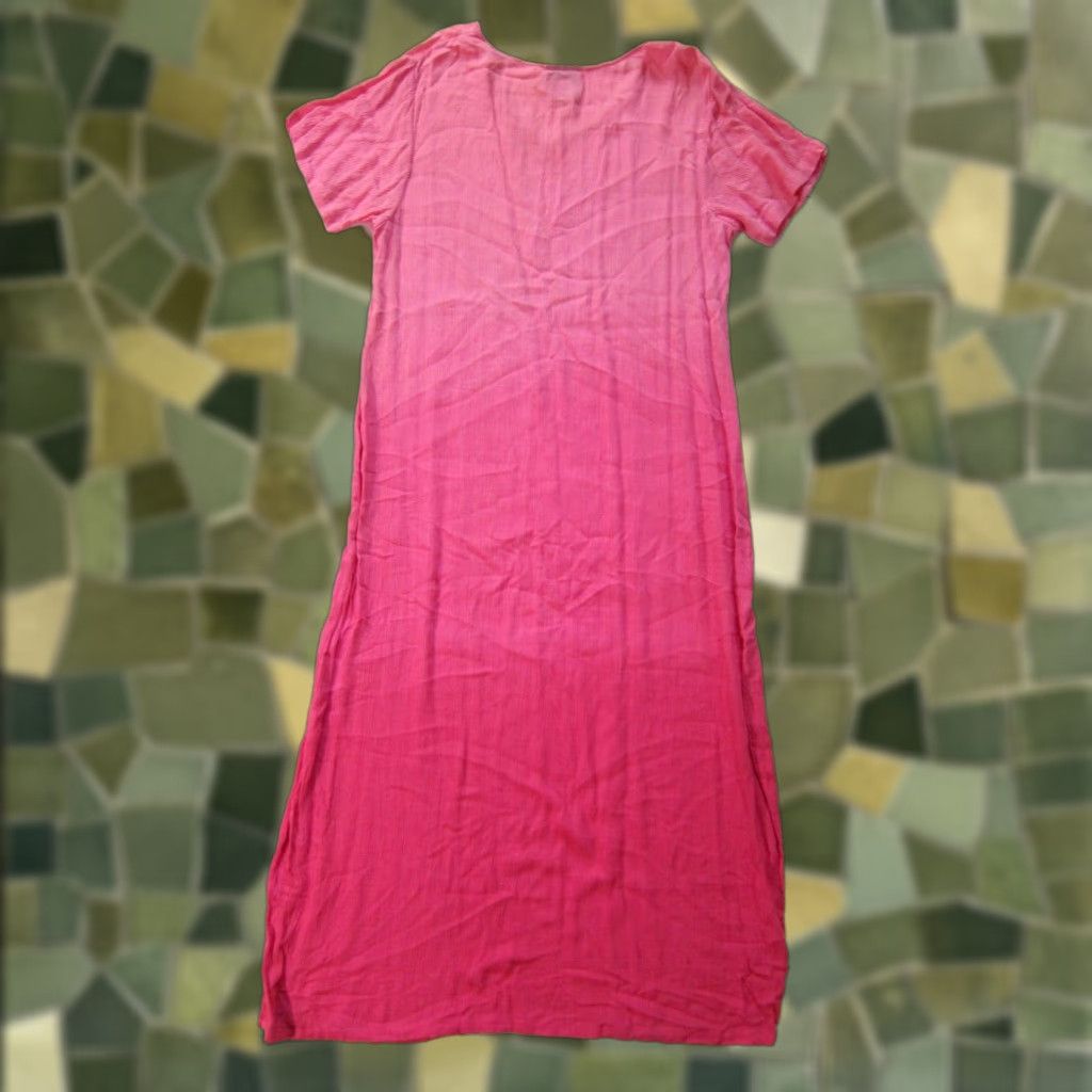 Vintage Amanda Stewart 100% Rayon Pink Ombre Short Sleeve Maxi Dress Women Large Size 36" / US 14 / IT 50 - 1 Thumbnail