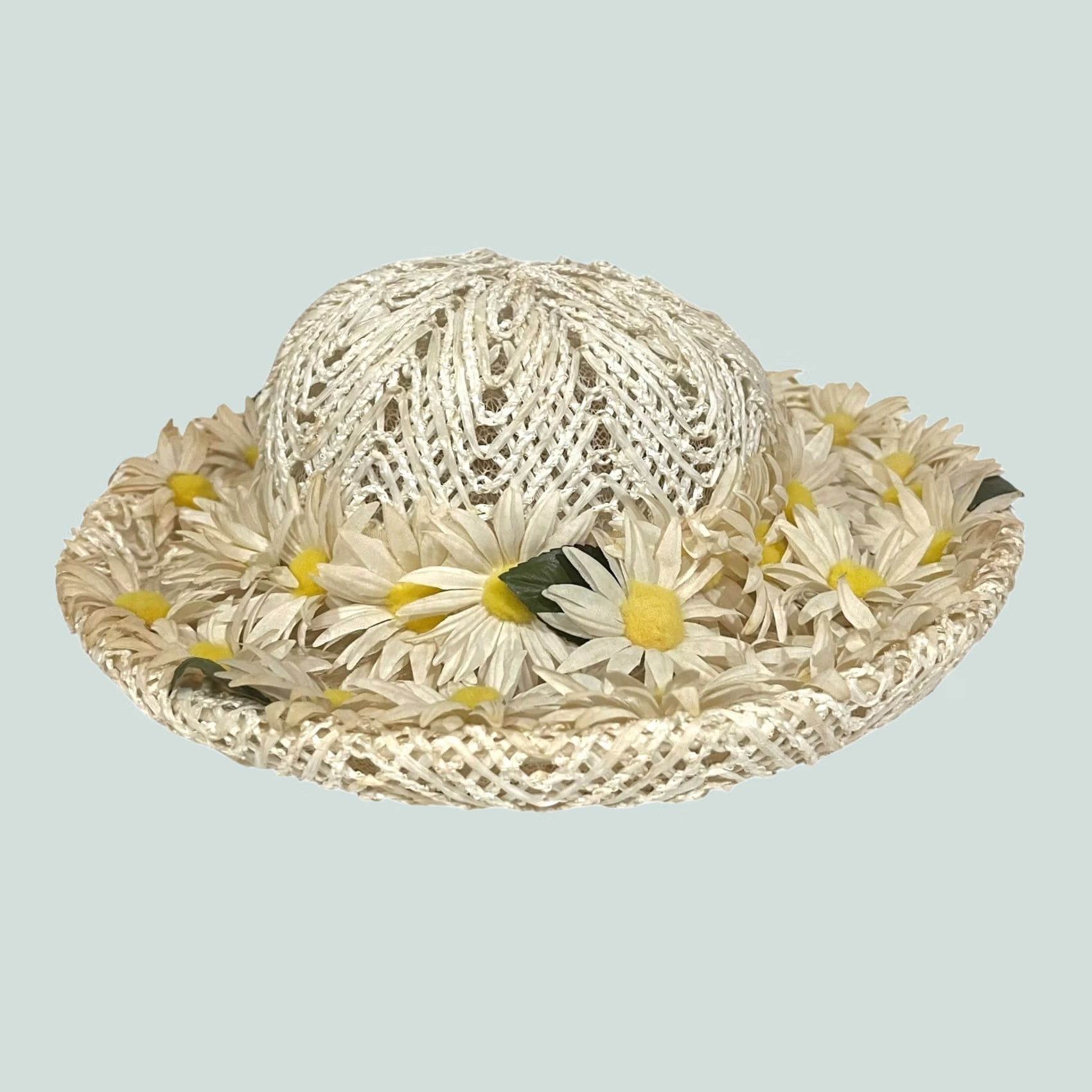 Vintage VINTAGE Adele Claire Hat Women’s Daisies Wide Brim 3D Flowers White Yellow One Size Spring Summer Party/Cocktail Womens Size ONE SIZE - 1 Thumbnail