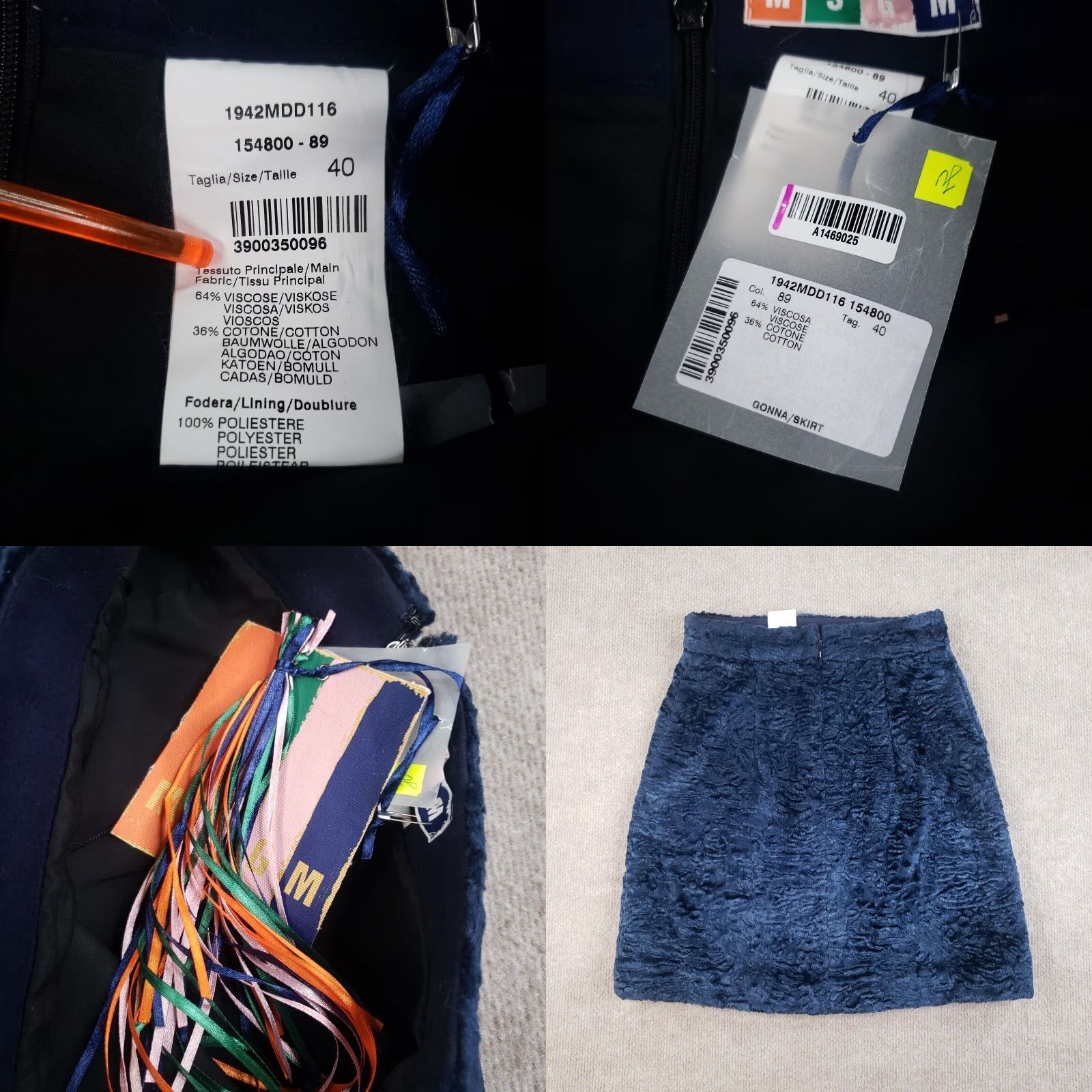 MSGM MSGM Womens Skirt Blue Velour Textured Zip Size 40 XL Extra Large Size 27" / US 4 / IT 40 - 8 Thumbnail