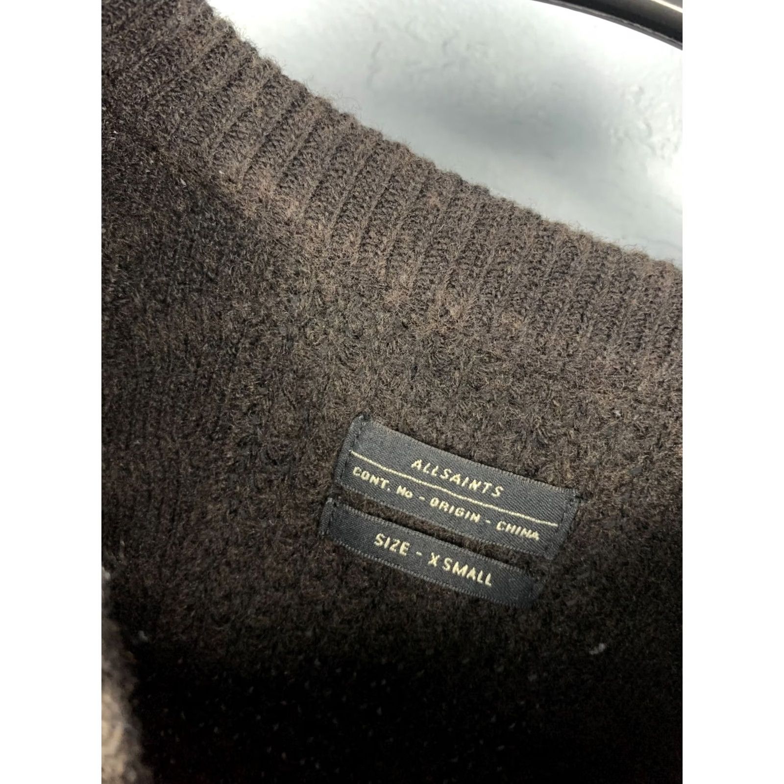 Allsaints VINTAGE AllSaints Mens Sweater Crew Neck Wool+Nylon Knit XS Khaki Crew Neck Wool Knit 90s Mens Size US XS / EU 42 / 0 - 3 Thumbnail