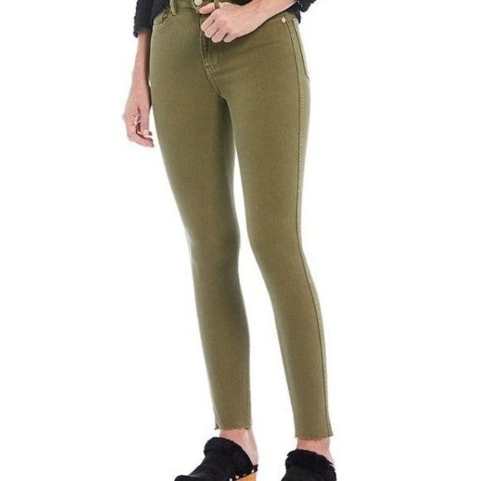 Free People Free People Raw Hem High Rise Jegging 24 Army Green Stretch Size 24" / US 00 / IT 34 - 7 Thumbnail