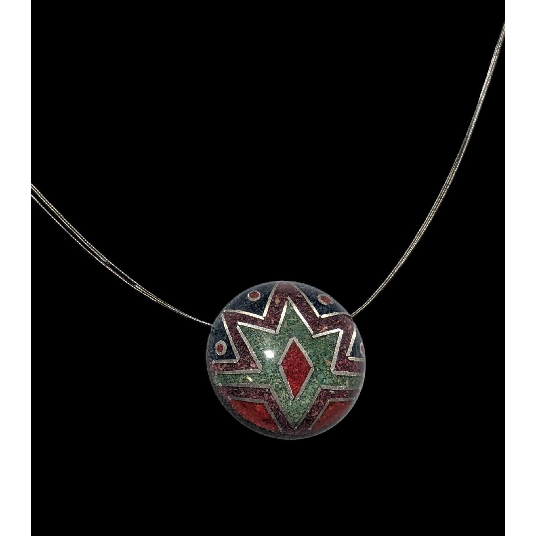 Other Vintage Crushed Stone Southwestern Sunburst Pendant Necklace Size ONE SIZE - 3 Thumbnail