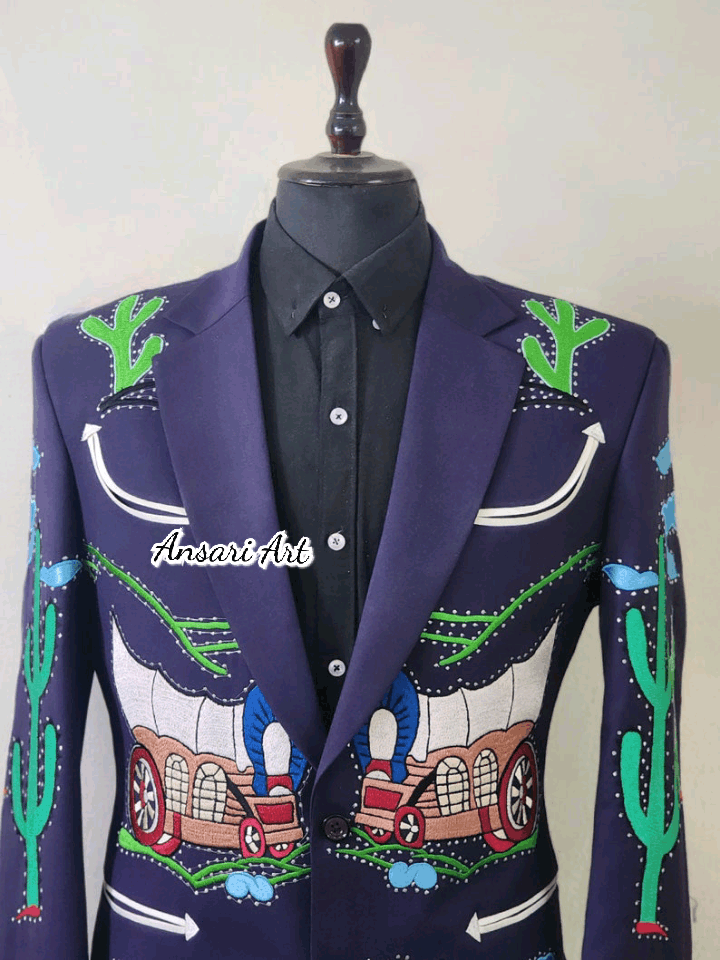 Designer Men 2Pc Country Western Wedding Cowboy Outfits Size 42L - 3 Thumbnail