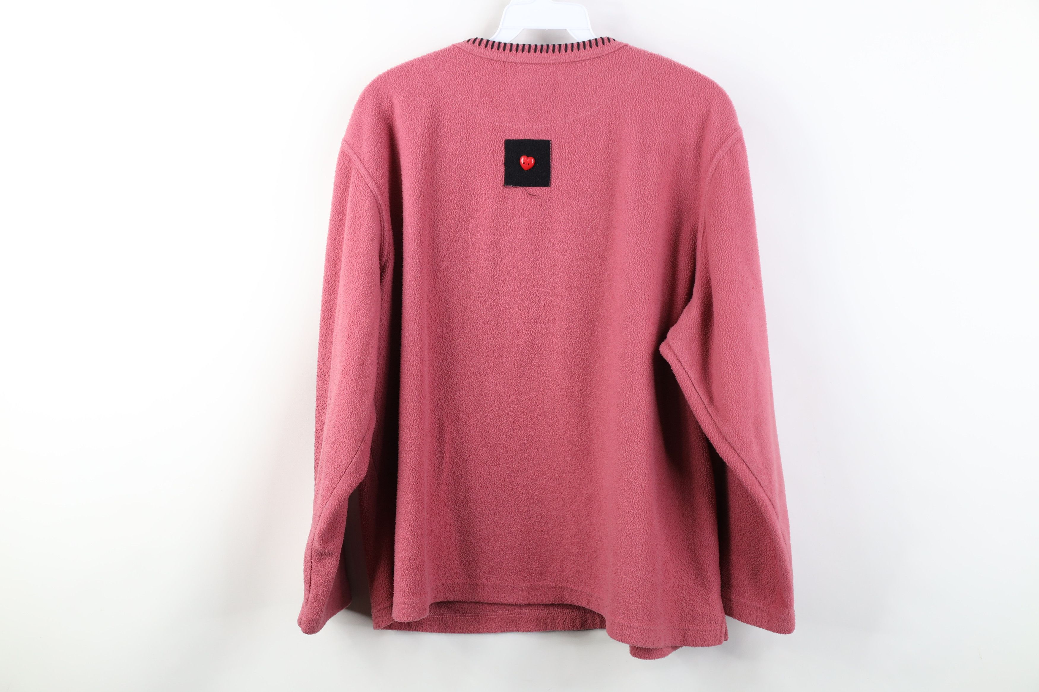 Vintage Vintage 90s Streetwear Cat Kitten Heart Fleece Sweater Pink Size L / US 10 / IT 46 - 10 Thumbnail