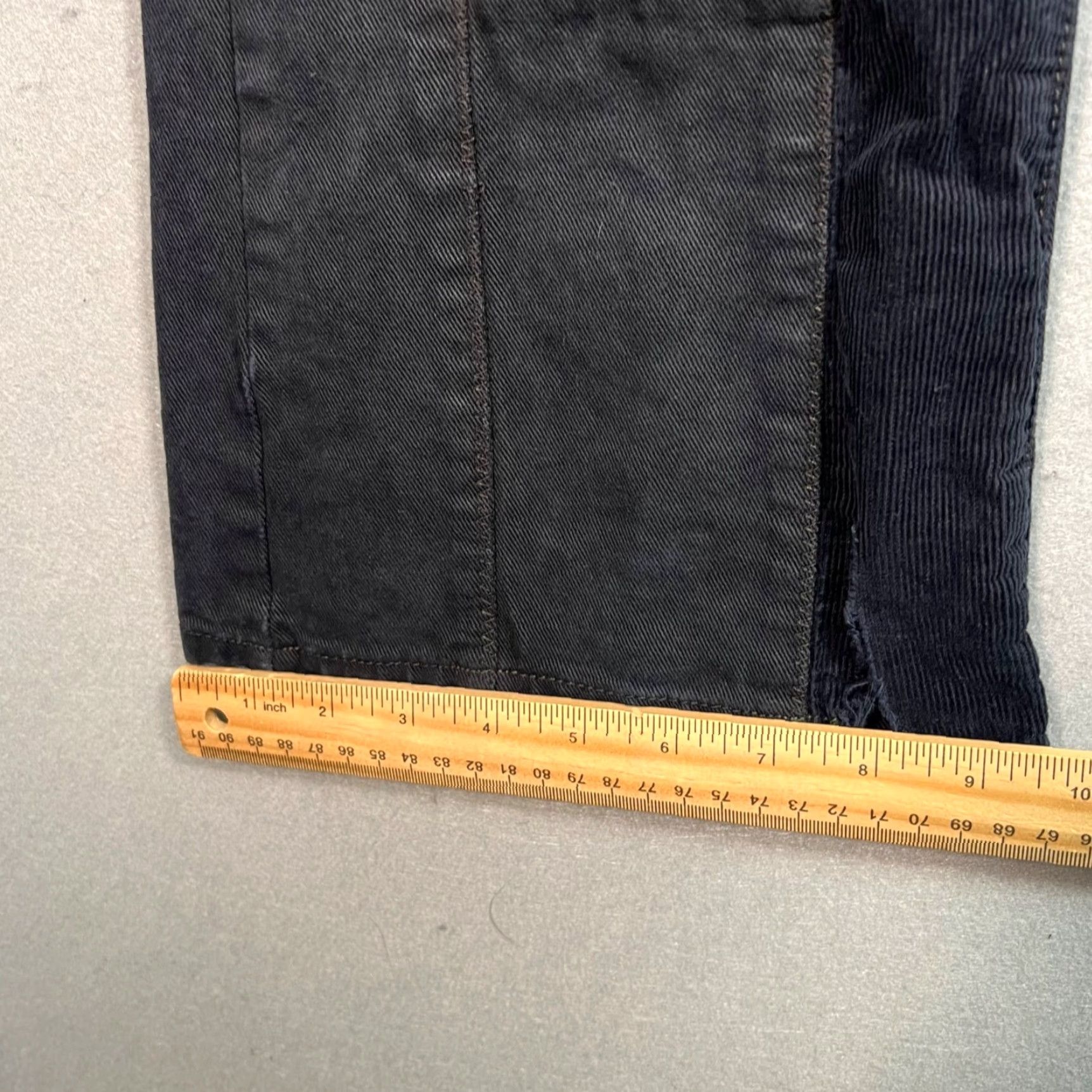 Denime VINTAGE American Deadstock Patchwork Black Denim Pants Corduroy & Denim Flare Leg 30 Size 30" / US 8 / IT 44 - 7 Thumbnail