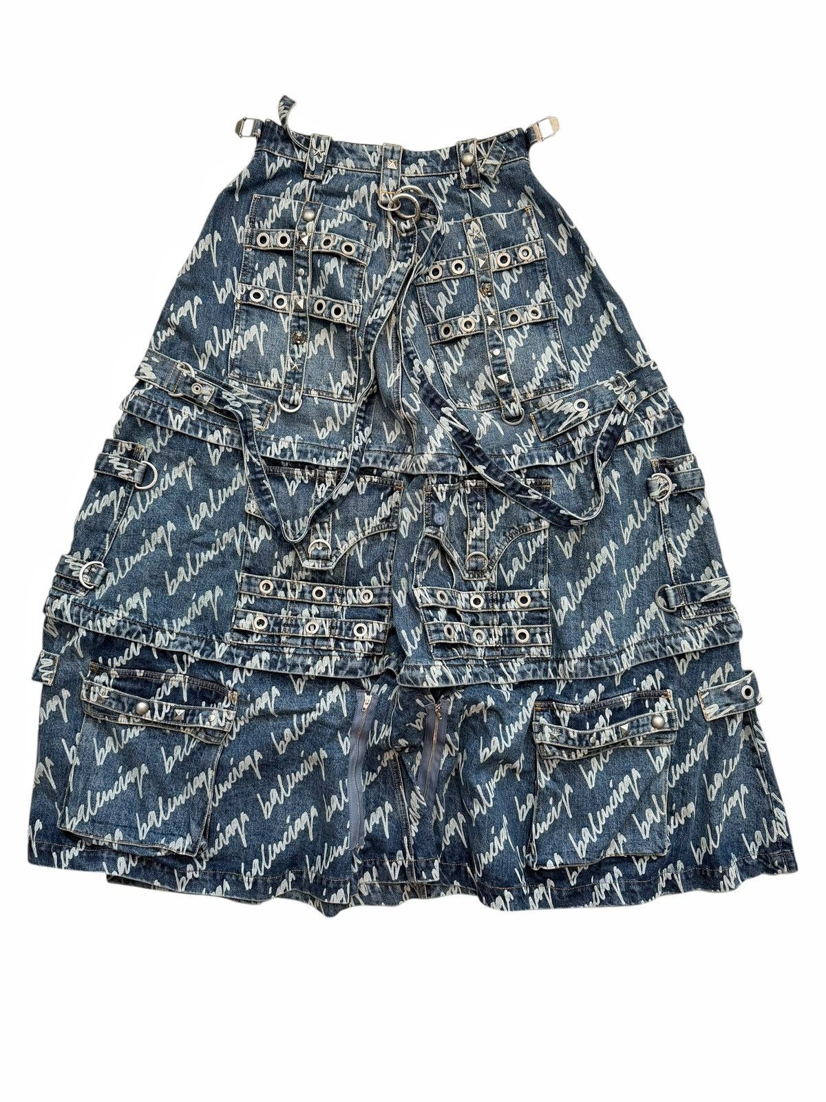 Balenciaga Runway Script Raver Rave Denim Skirt Size US 28 / EU 44 - 3 Thumbnail