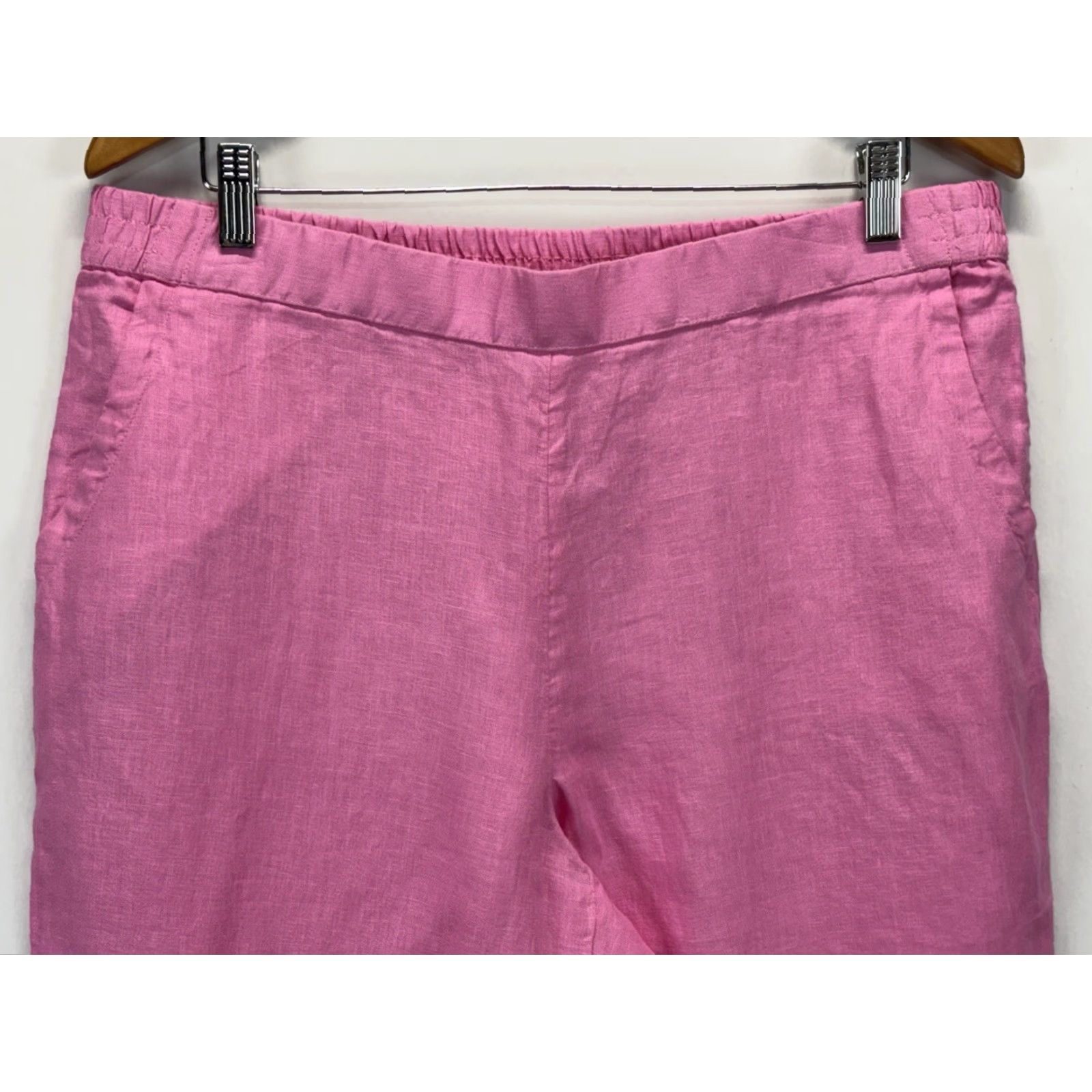 Charter Club Charter Club Luxury Linen Capri Pants Sz Large Women’s Pink Pull On Eyelet Trim Size 36" / US 14 / IT 50 - 2 Thumbnail