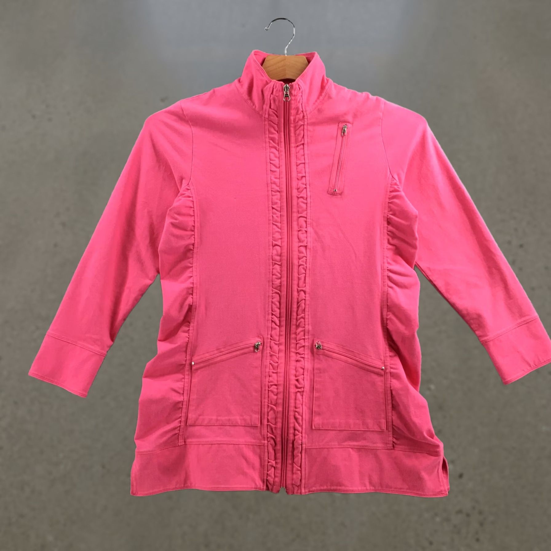 Pinko Neon Buddha Jacket Womens L Pink Full Zip Long Sleeve Zippered Pockets Size L / US 10 / IT 46 - 1 Thumbnail