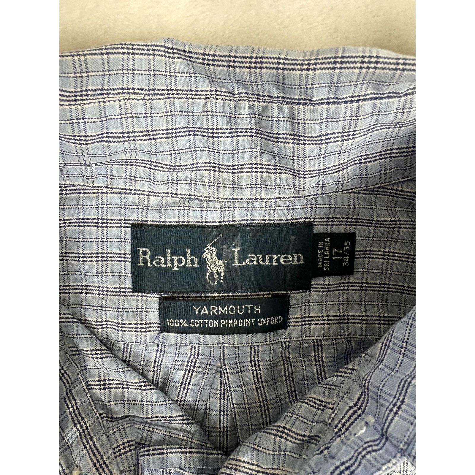 Ralph Lauren Ralph Lauren Shirt Mens 17 34/35 Blue Plaid Yarmouth Pinpoin Size US XL / EU 56 / 4 - 3 Thumbnail