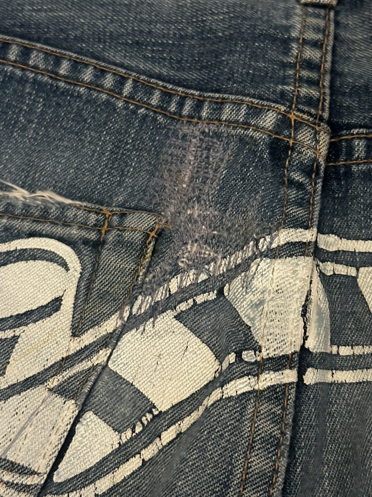 Bape Vintage Bape Baby Milo Store Sad Face Jeans Distressed Size US 34 / EU 50 - 9 Thumbnail