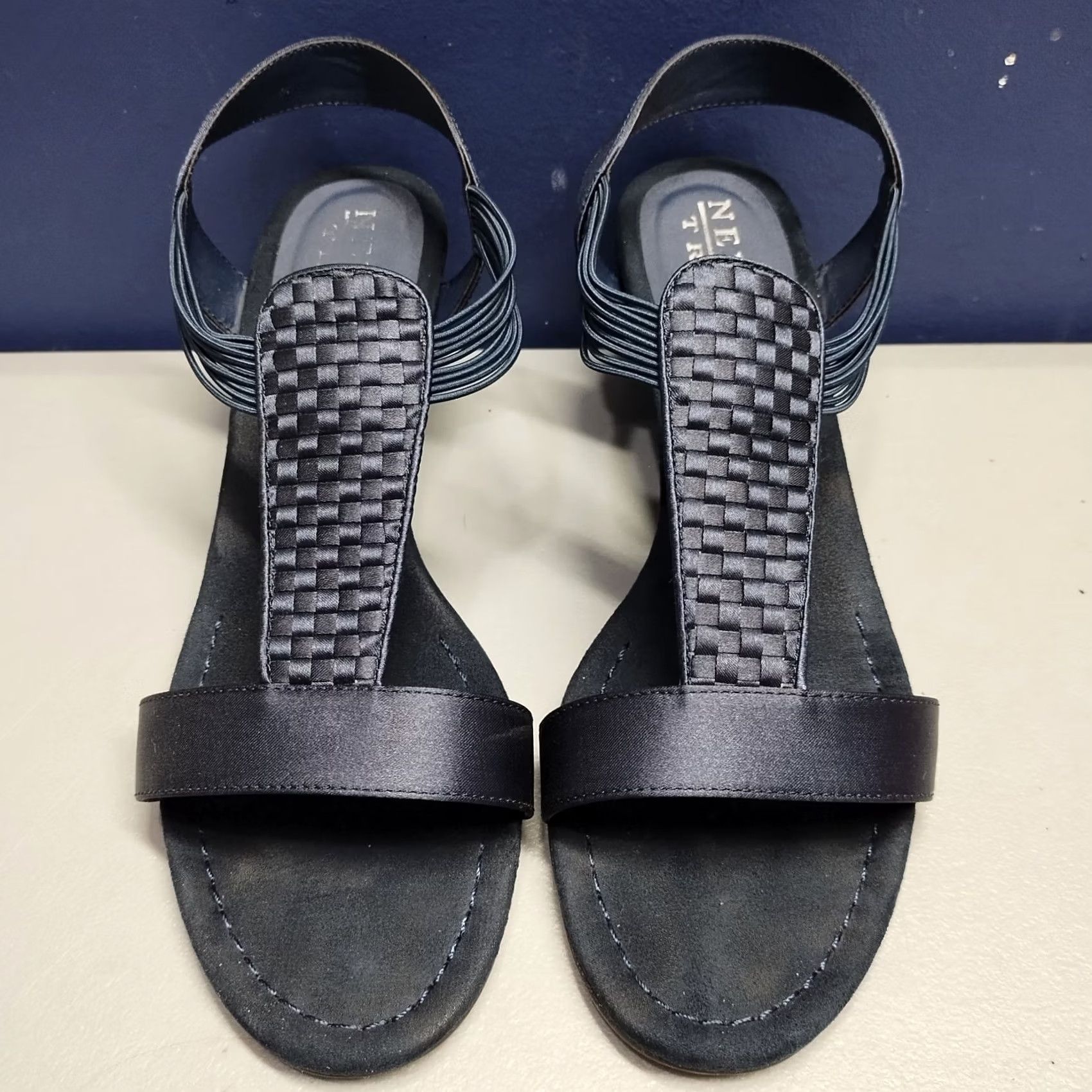 Vintage New York Transit Strappy Sandal Womens US Size 11M Navy Wedge Heel Slip On Size US 11 / IT 41 - 2 Thumbnail