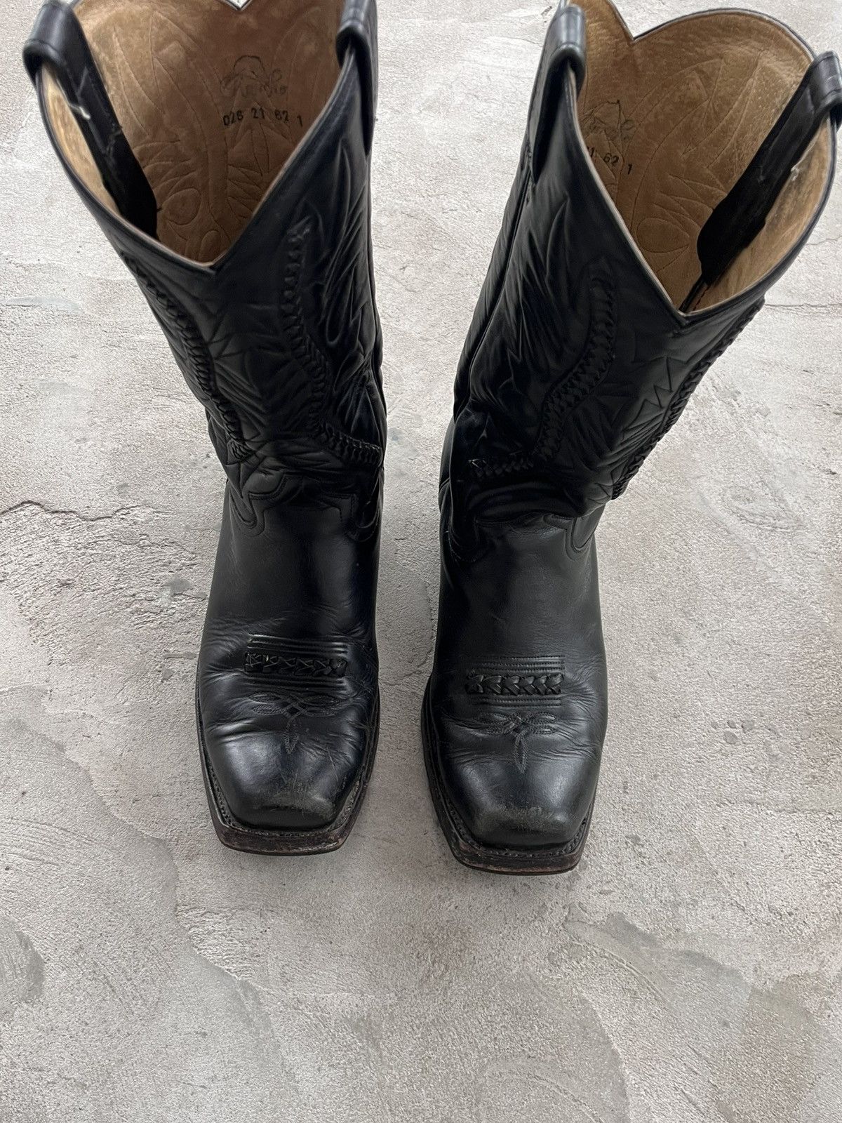 Cowboy Equipment Vintage Black Leather Cowboy High Boots Avantgarde Y2K Size US 11.5 / EU 44-45 - 17 Thumbnail
