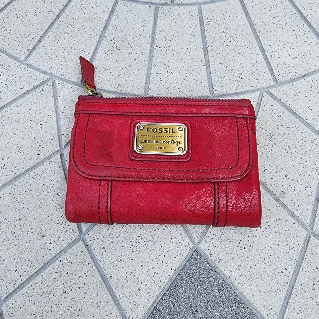 Fossil Fossil Raspberry Supple Distressed Leather Trifold Wallet Size ONE SIZE - 3 Thumbnail
