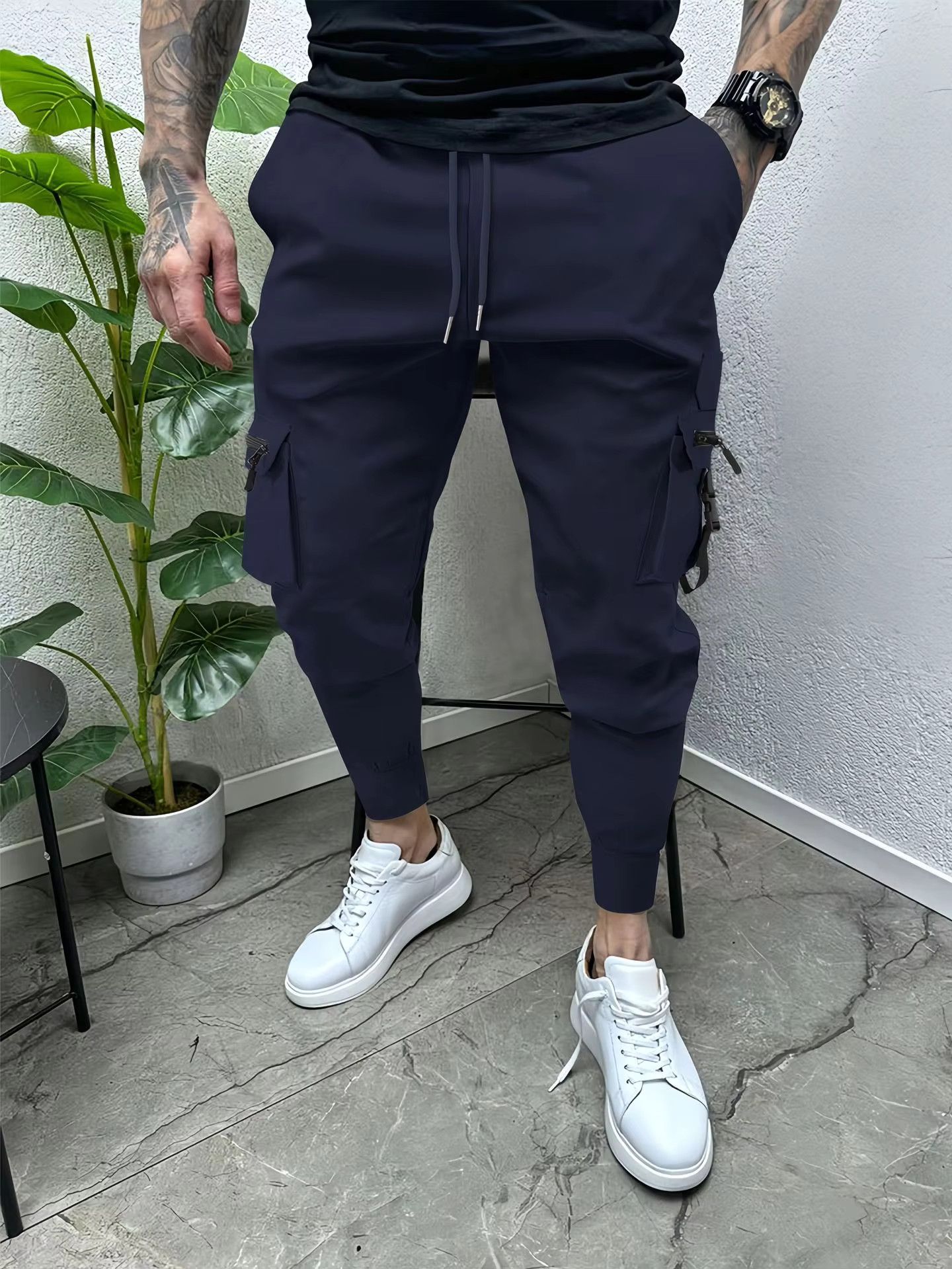 Japanese Brand New men's casual overalls fashion multi-pocket loose pants Size US 31 - 5 Thumbnail