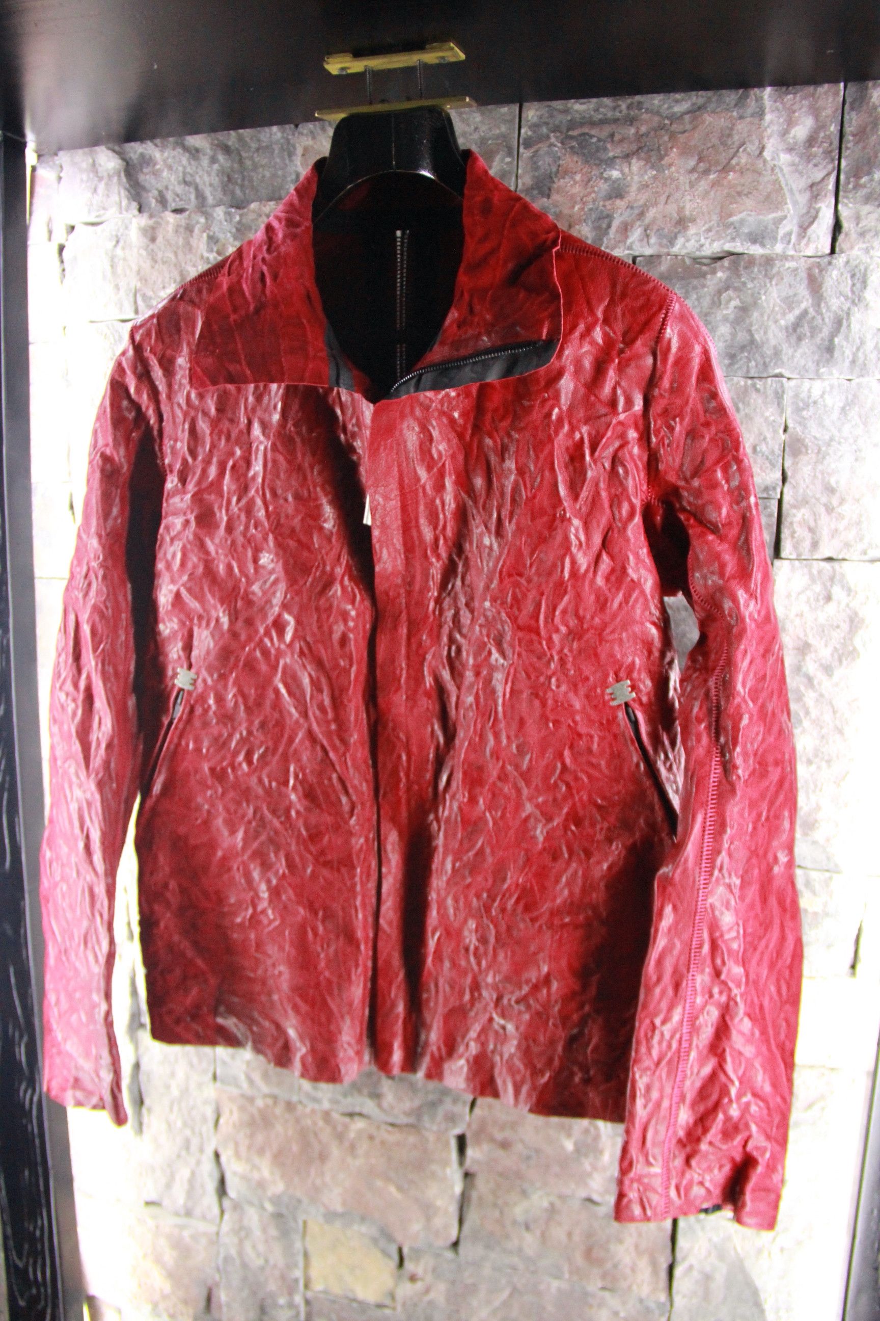 Isaac Sellam Experience Rick Owens Burgundy Half-Spine Leather Jacket Size US XL / EU 56 / 4 - 2 Thumbnail