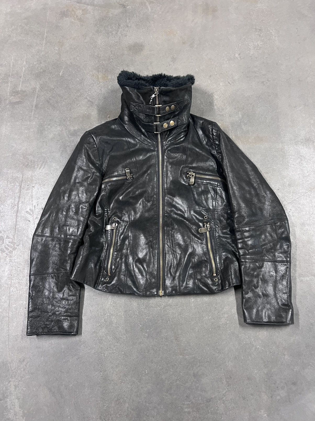 Rick Owens Real Leather Faux Fur Collar Japanese Style Jacket Size M / US 6-8 / IT 42-44 - 1 Thumbnail