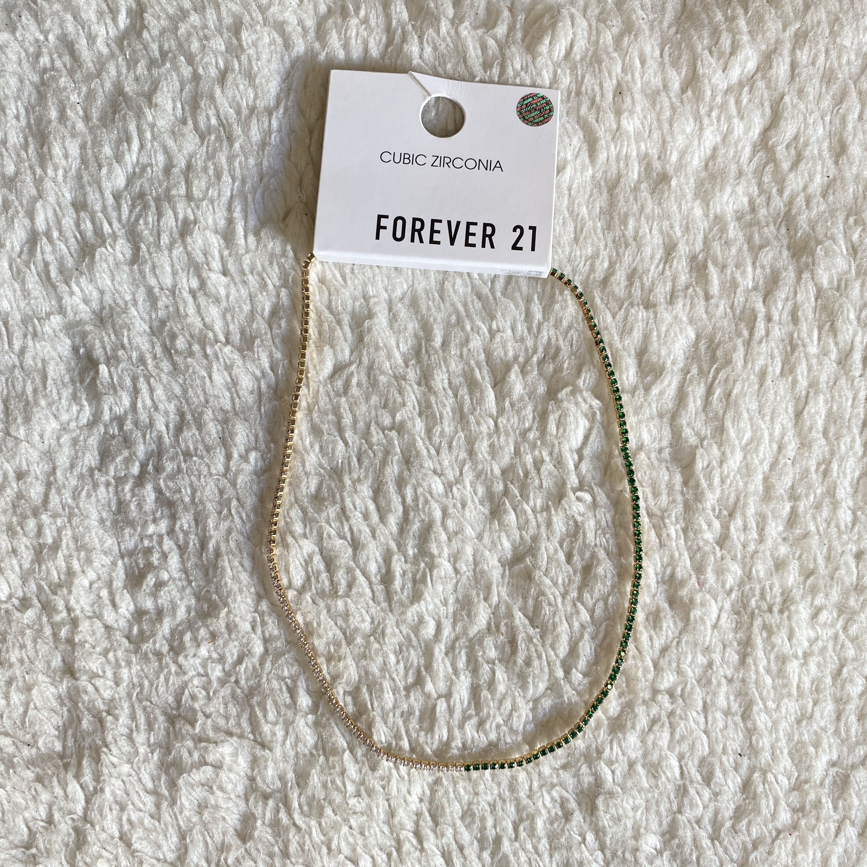 Forever 21 Forever 21 Green & Clear CZ Tennis Choker Necklace Size ONE SIZE - 5 Thumbnail