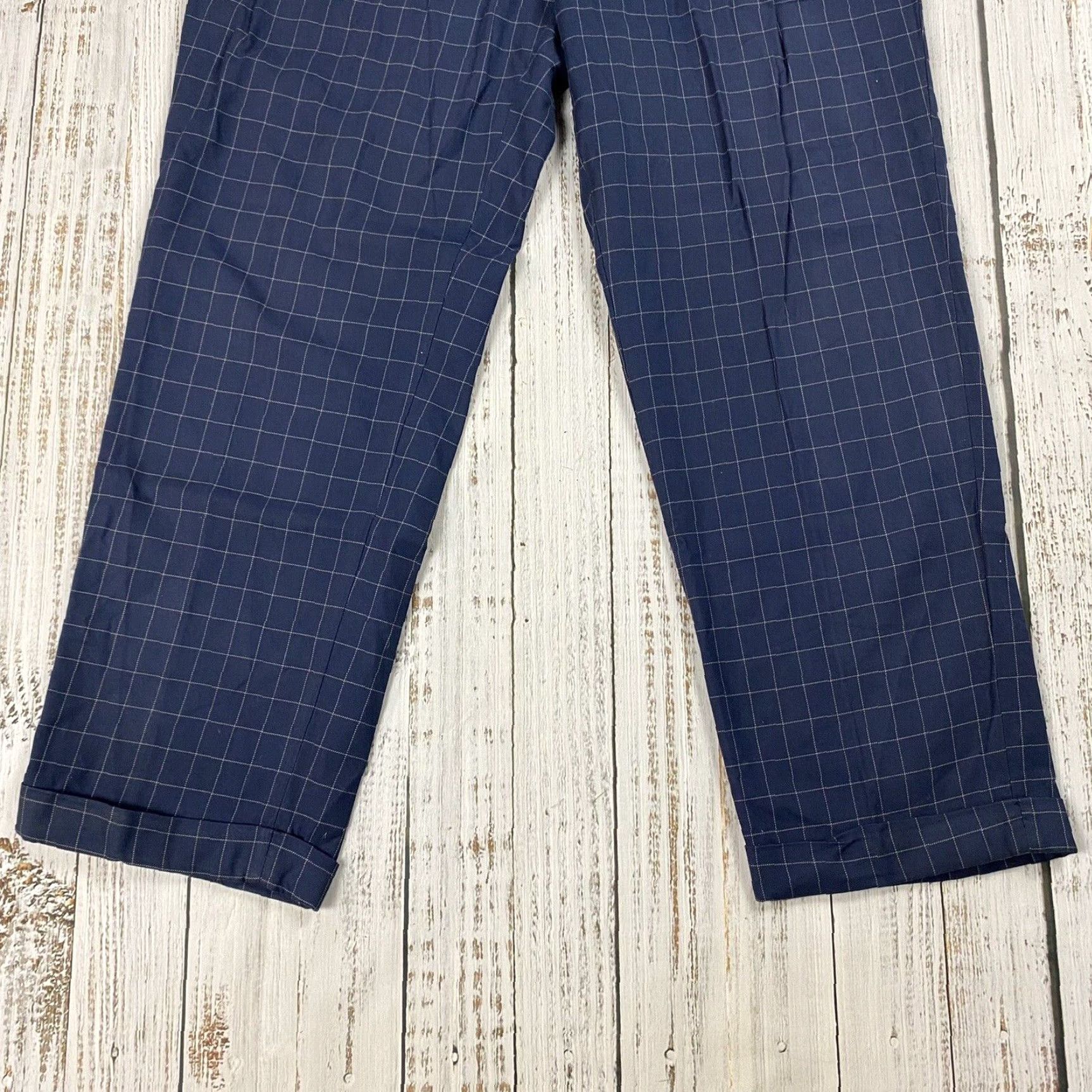 Polo Ralph Lauren VINTAGE Polo Ralph Lauren Men's Pants 32 Casual Blue Windowpane Pleated Cuffed Dress Trousers Size US XS / EU 42 / 0 - 3 Thumbnail