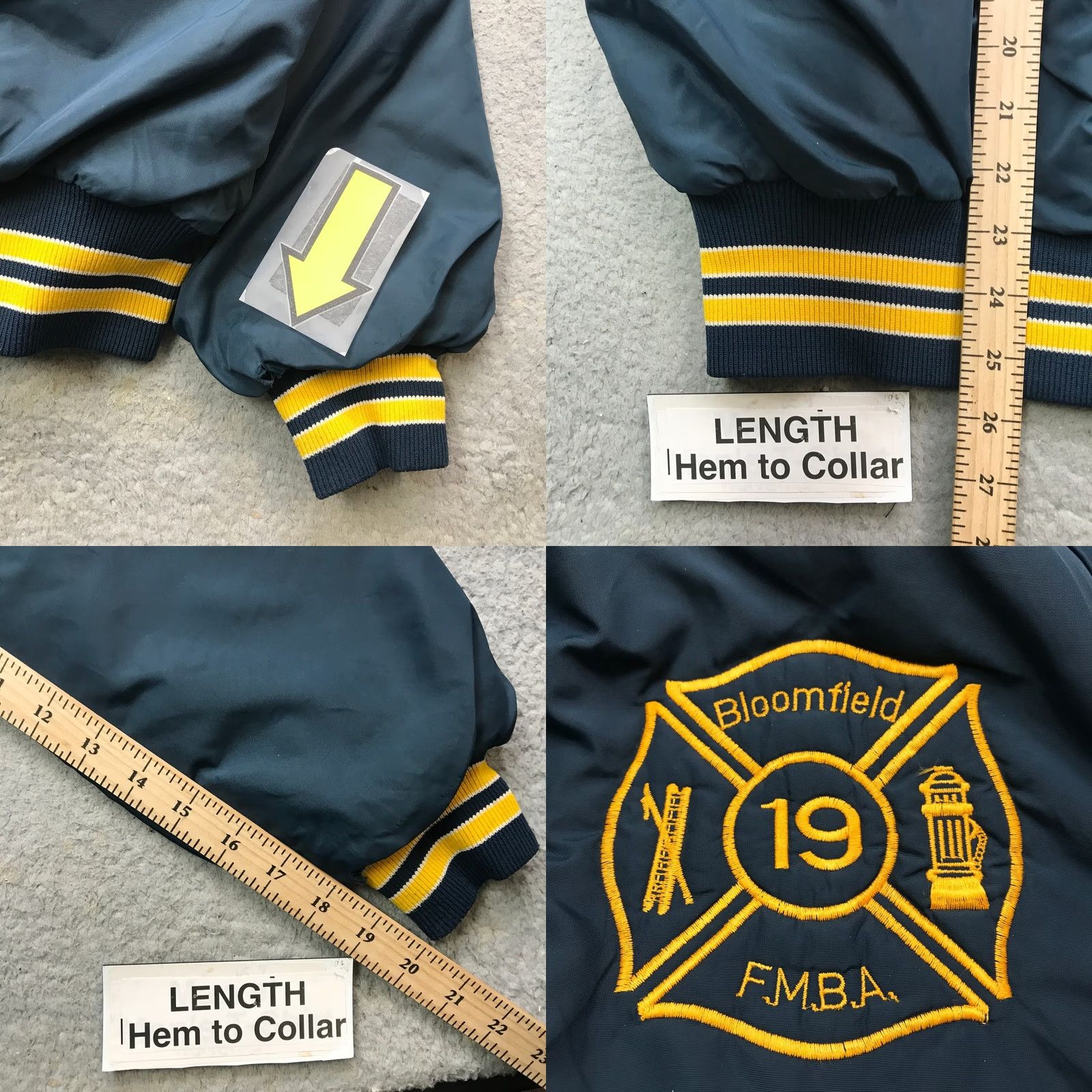 Dunbrooke VINTAGE Dunbrooke Bloomfield FMBA 19 Bomber Jacket Mens Large Navy Yellow Full Zip Pockets Size US L / EU 52-54 / 3 - 8 Thumbnail