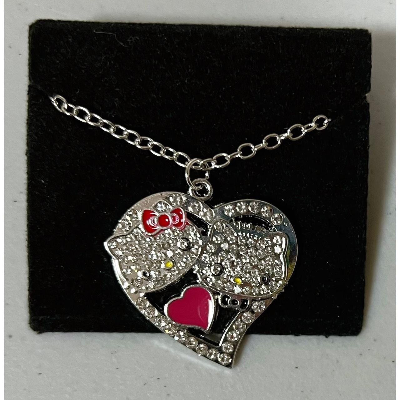 Japanese Brand × Jewelry × Vintage Hello Kitty Red Heart-Shaped Diamond Necklace Jewelry ♥️ Size ONE SIZE - 1 Thumbnail