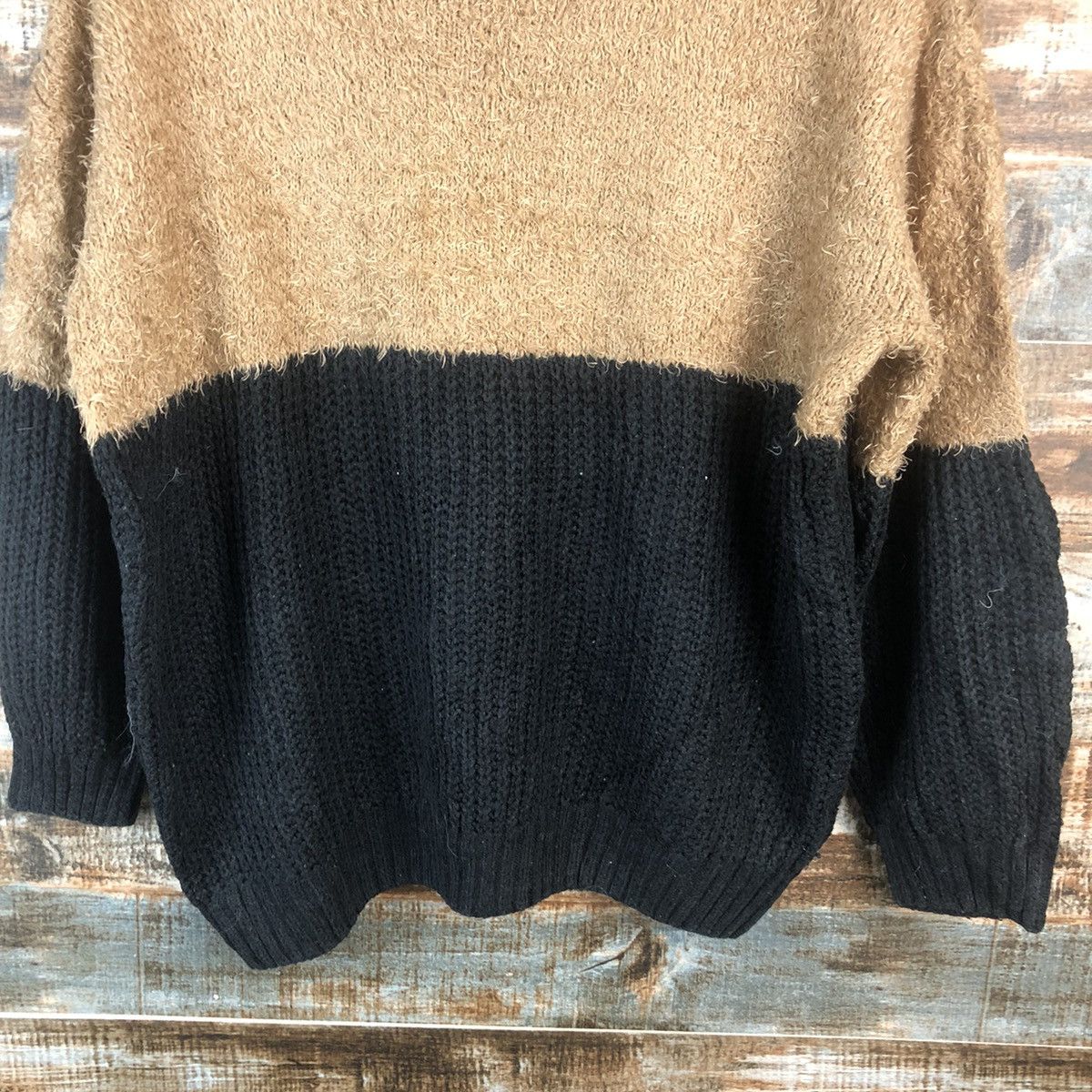 Japanese Brand DL Ingni Brown Black Mohair shaggy fur Knitwear #C401 Size M / US 6-8 / IT 42-44 - 6 Thumbnail