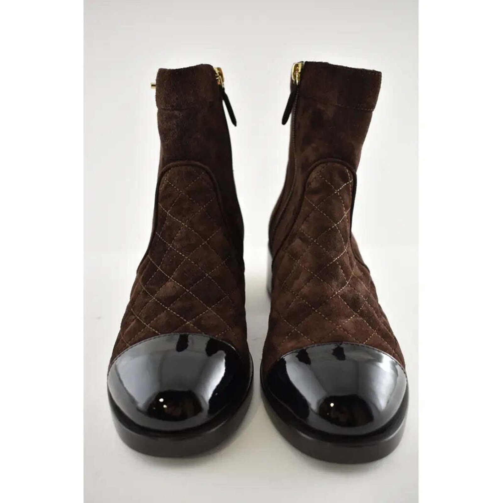Chanel Chanel 20K Black Brown Suede Quilted Turnlock CC Patent Size US 10 / IT 40 - 4 Thumbnail