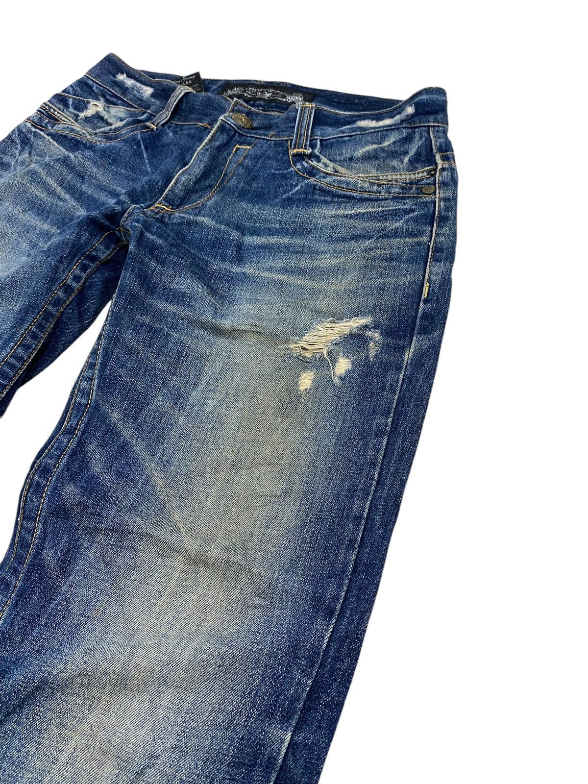 GOSTAR DE FUGA × Japanese Brand Flare Red Pepper Japan Denim Embroidery Mud Washed Distress Size US 32 / EU 48 - 13 Thumbnail