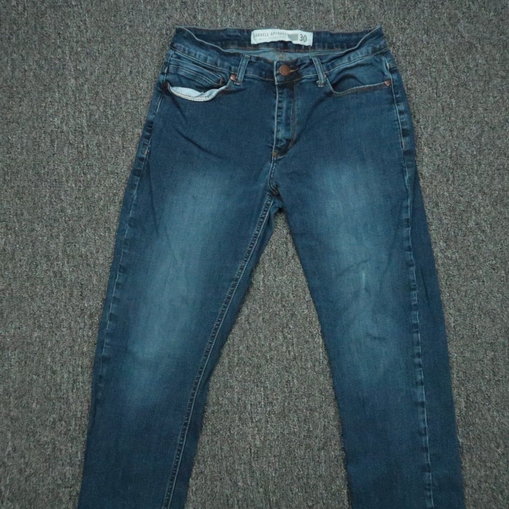 Vintage Barbell Jeans Mens 30x33 Athletic Fit 5 Pocket Medium Wash Blue Stretch Size US 30 / EU 46 - 2 Thumbnail