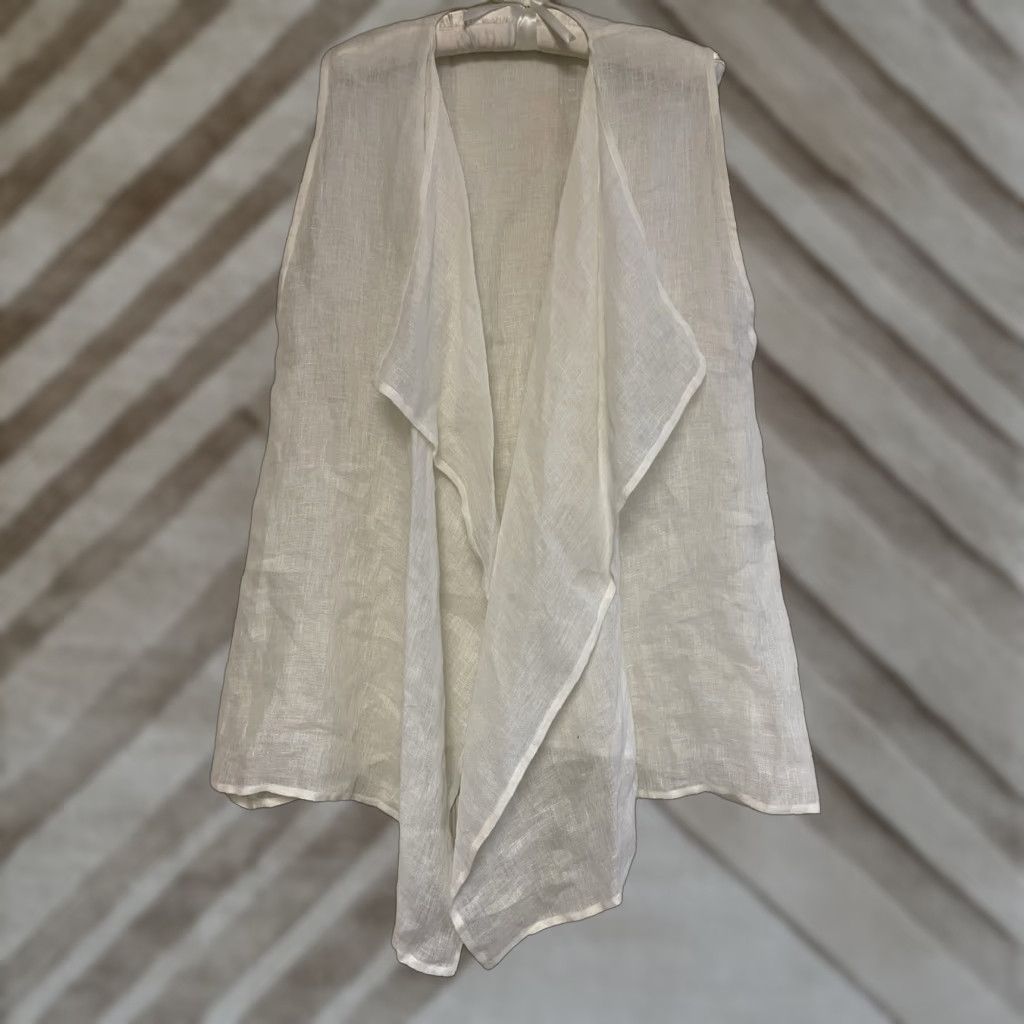 eskandar Eskandar Women Shrug Shirt Linen Sleeveless Drape White 1 Size Regular Size XS / US 0-2 / IT 36-38 - 1 Thumbnail
