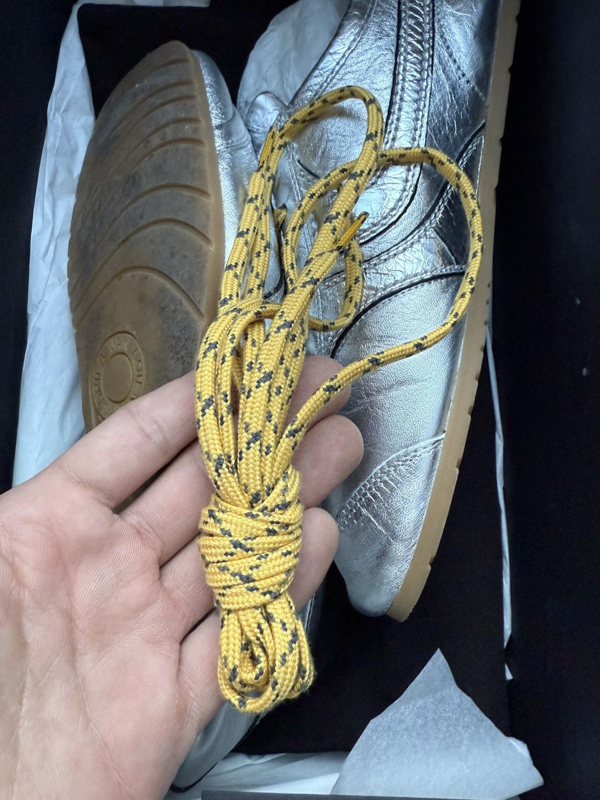 Dries Van Noten Dries Van Noten Marathon Silver Leather Sneakers Size US 7 / EU 40 - 12 Thumbnail