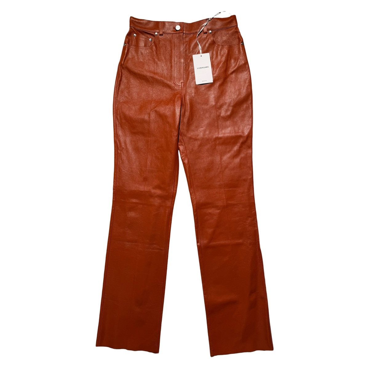 Salvatore Ferragamo $4,700 Nappa leather terracotta pant Size US 30 / EU 46 - 1 Thumbnail