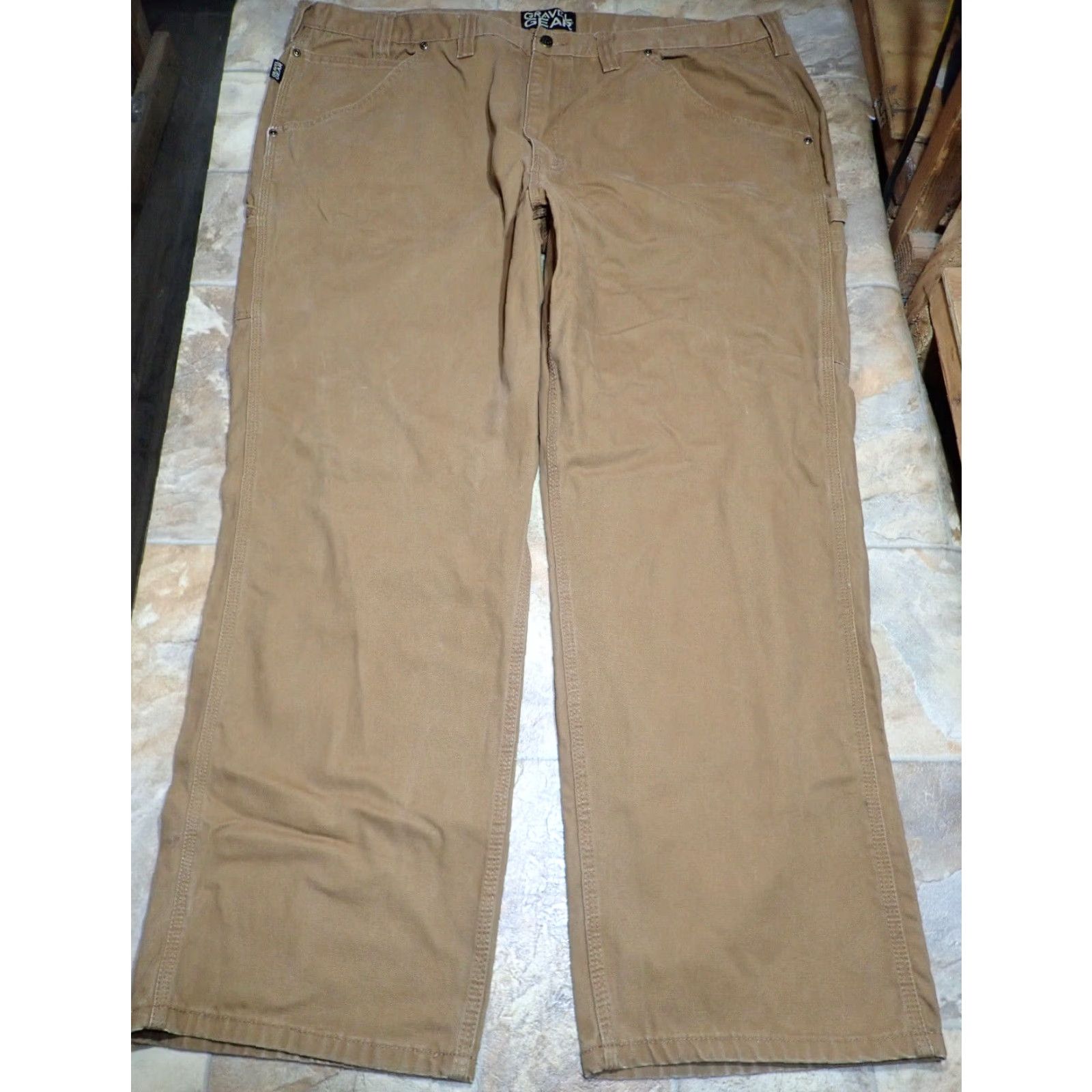 Vintage Gravel Gear Carpenter Work Pants Men's 46X32 Brown Heavy Canvas Workwear Relaxed Fit Size US 30 / EU 46 - 3 Thumbnail