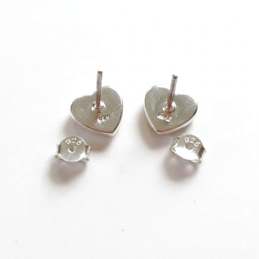Other Opal Heart 925 Earrings Sterling Silver Pink Pierced Studs Size ONE SIZE - 6 Thumbnail