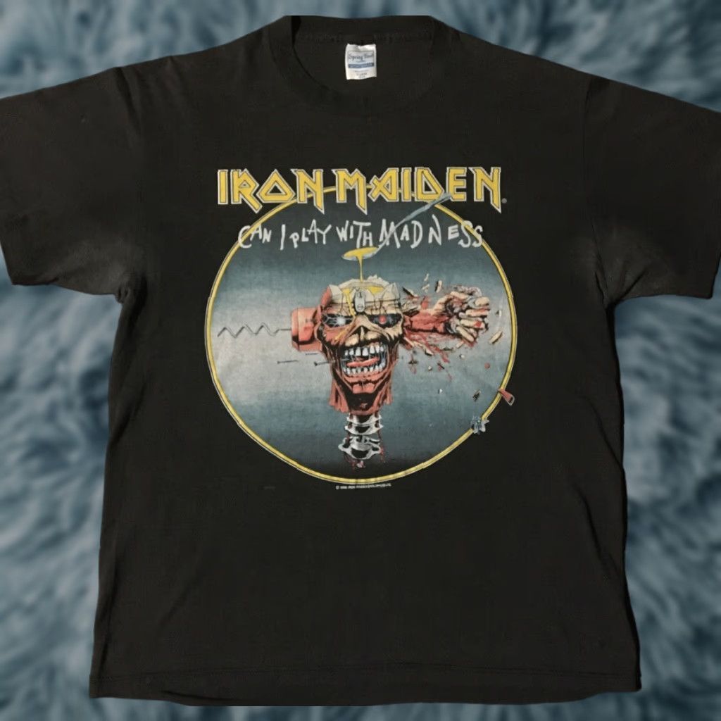 Vintage VINTAGE Iron Maiden Can I Play With Madness Faded Tour Shirt L Concert Rock 80s Mens Size US L / EU 52-54 / 3 - 1 Thumbnail