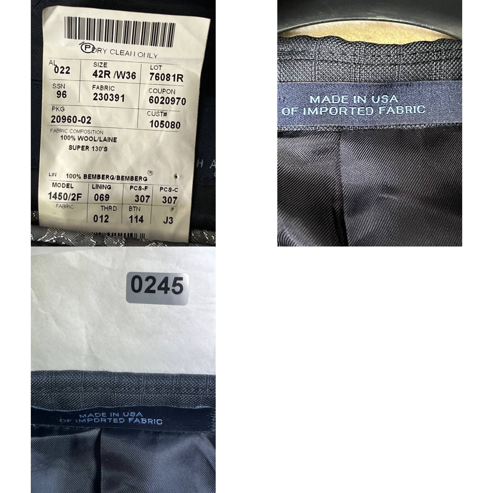 Joseph Abboud Joseph Abboud Sport Coat Blazer 42R Men Blue Wool Check Single-Breasted Two-Button Regular Fit Jacket Coat 100% Wool 42R Mens Blazer Size 42R - 8 Thumbnail