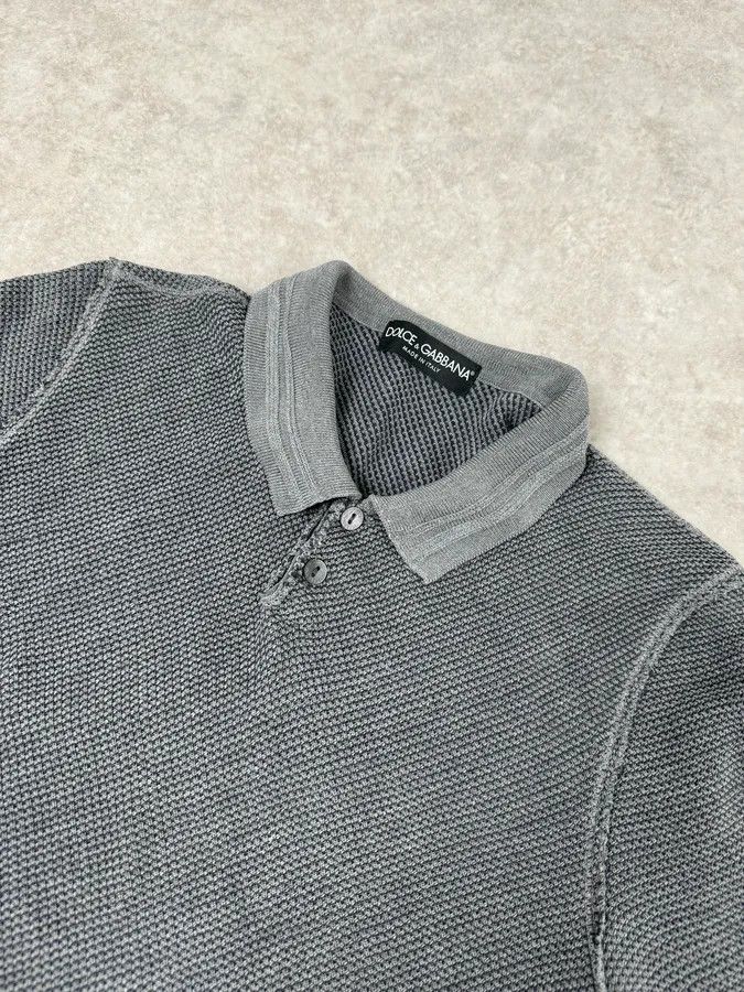 Dolce & Gabbana 2000s Dolce & Gabbana Grey Knit Polo Shirt Size US M / EU 48-50 / 2 - 4 Thumbnail
