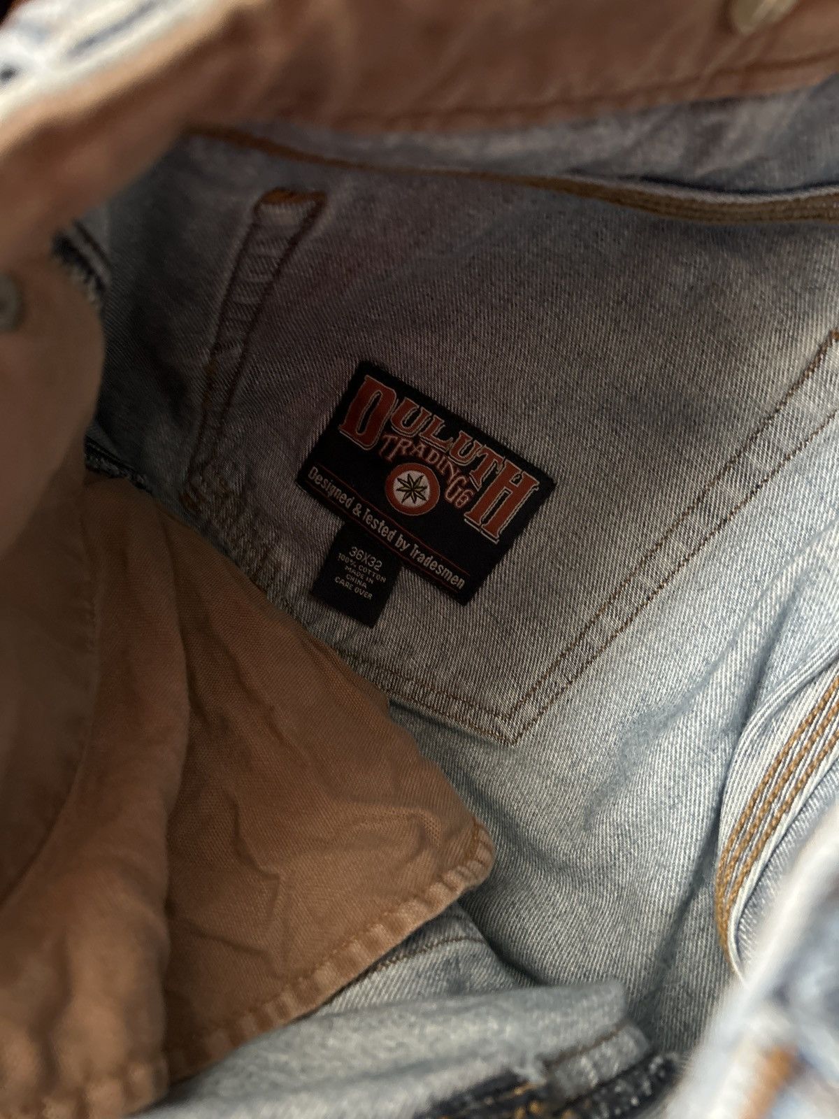 Duluth Trading Company Vintage Carhartt Style Blue Denim Double Knee Jeans Size US 34 / EU 50 - 2 Thumbnail