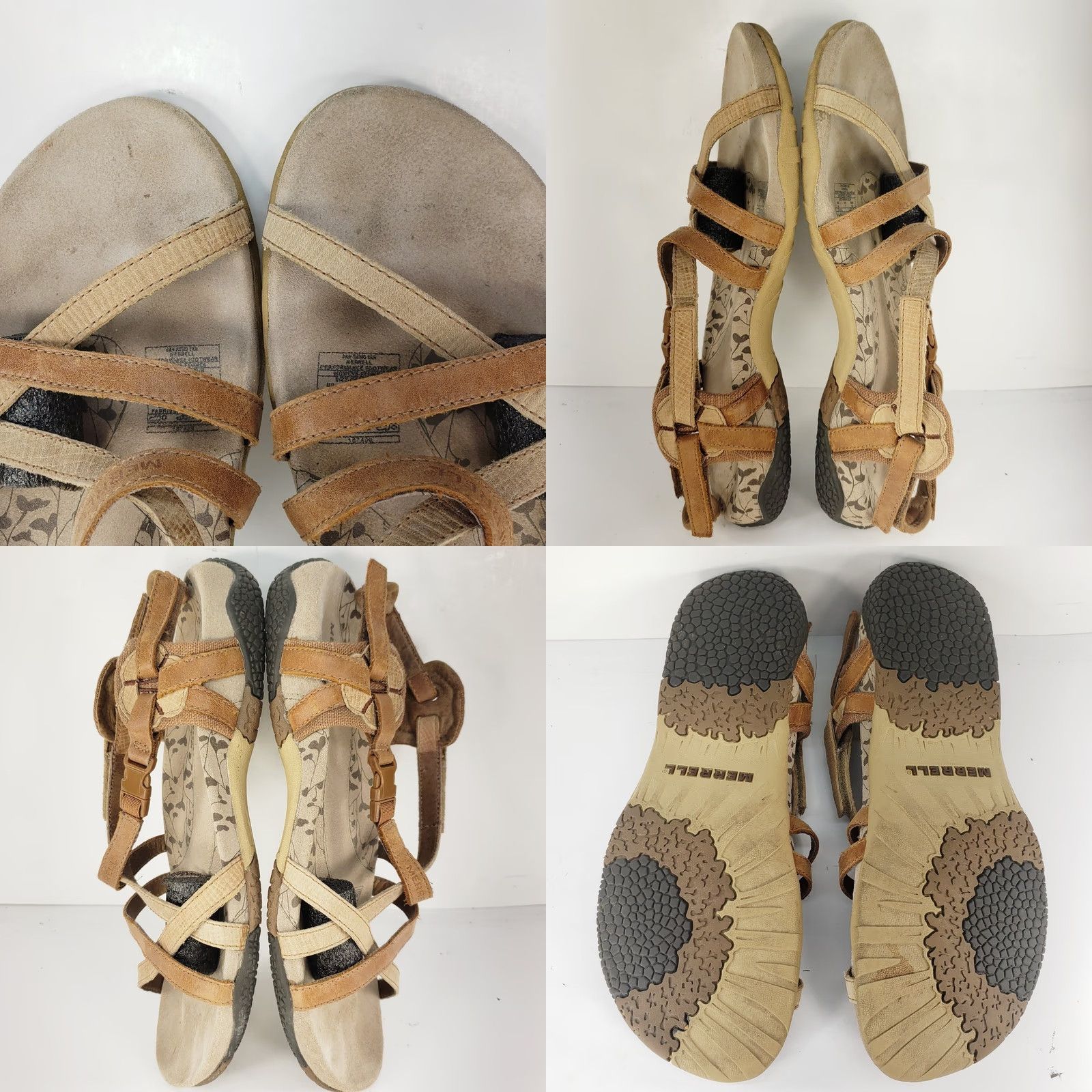 Merrell Merrell Sandal Women Brown Leather Open Toe Strappy San Remo Flat Buckle Shoe 9 USA Size US 9 / IT 39 - 8 Thumbnail