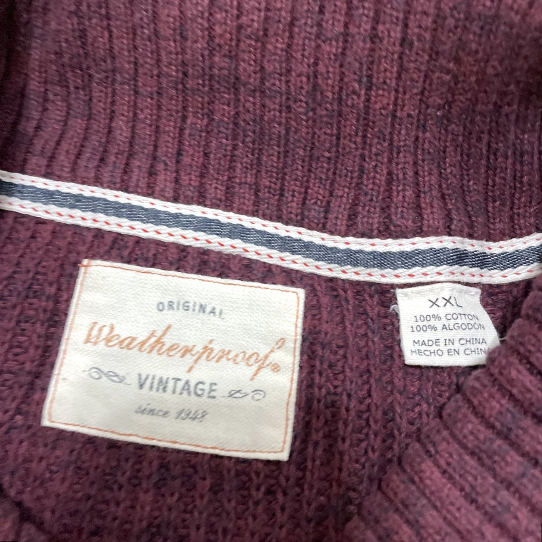 Weatherproof VINTAGE Weatherproof Sweater Men 2XL Pullover Cowl Maroon Heavyweight Knitted Knit Winter Casual Mens Size US XXL / EU 58 / 5 - 5 Thumbnail