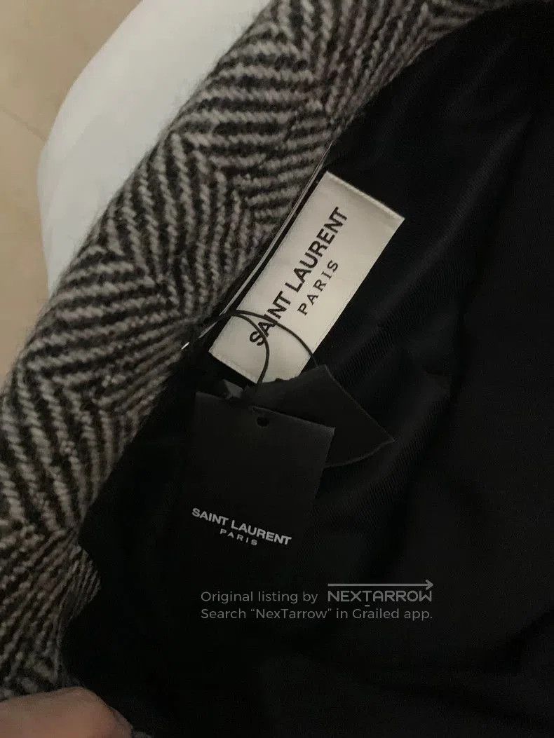 Saint Laurent Paris Saint Laurent Herringbone Wool Coat. Size US XL / EU 56 / 4 - 4 Thumbnail