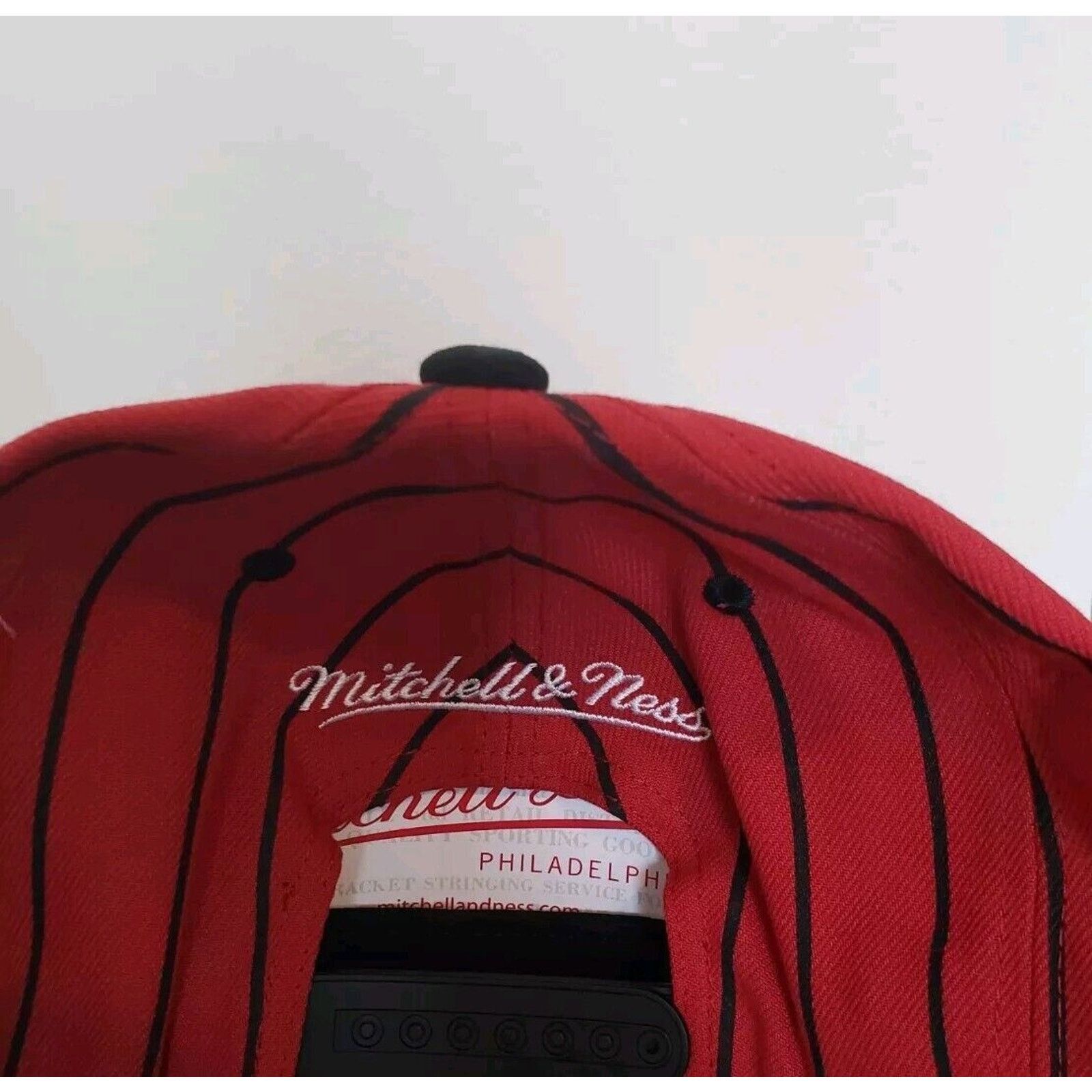 Mitchell & Ness Chicago Bulls Hat Cap Pinstripe Snapback Red Mitchell & Ness Size ONE SIZE - 3 Thumbnail