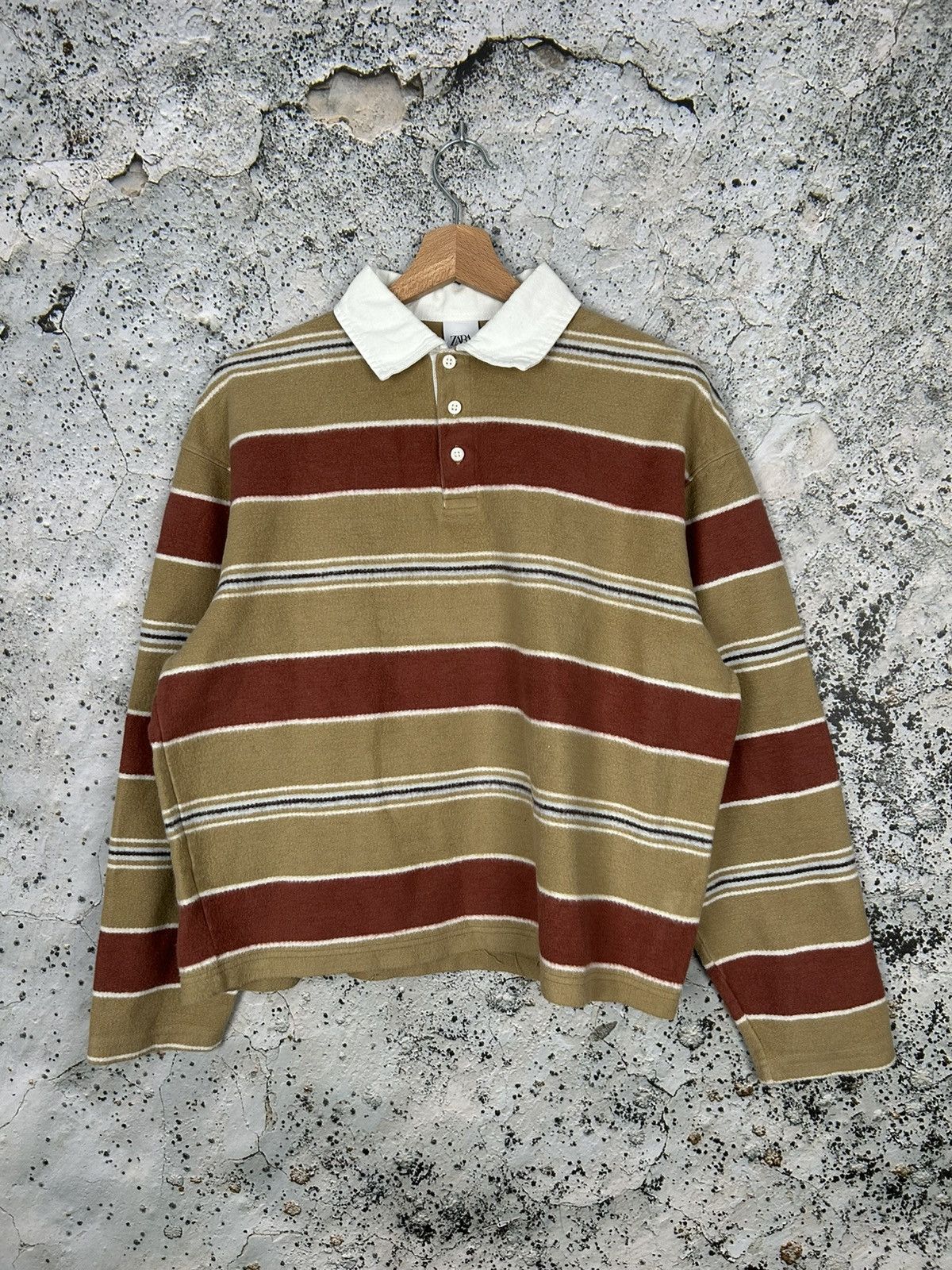Zara Zara Stripe Rugby Polo Longsleeve Sweater Streetwear Size US M / EU 48-50 / 2 - 1 Thumbnail