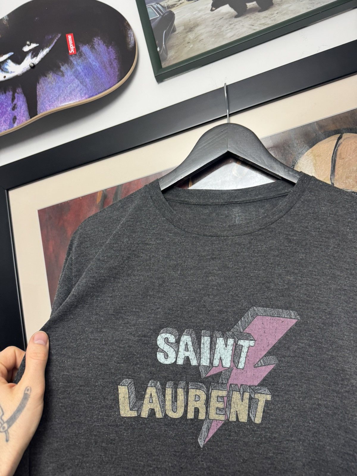 Saint Laurent Paris Saint Laurent Paris Lightning Bolt Designer Tee Travis Scott Size US M / EU 48-50 / 2 - 4 Thumbnail
