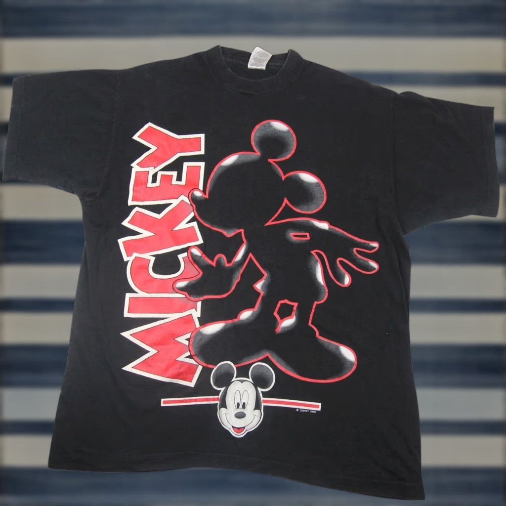 Vintage VINTAGE Mickey Mouse Mens XL T-Shirt Black Big Graphic Size US XL / EU 56 / 4 - 1 Thumbnail