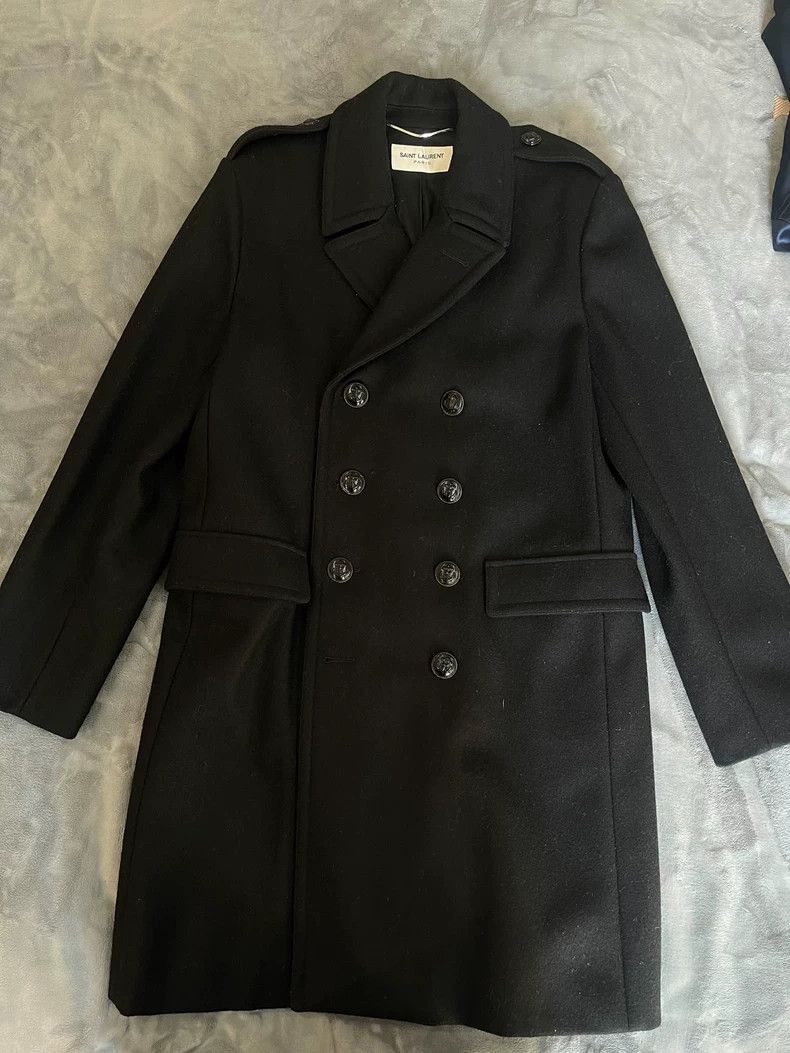 Saint Laurent Paris Saint Laurent Paris Black woolen coat-2506 Size US M / EU 48-50 / 2 - 1 Thumbnail