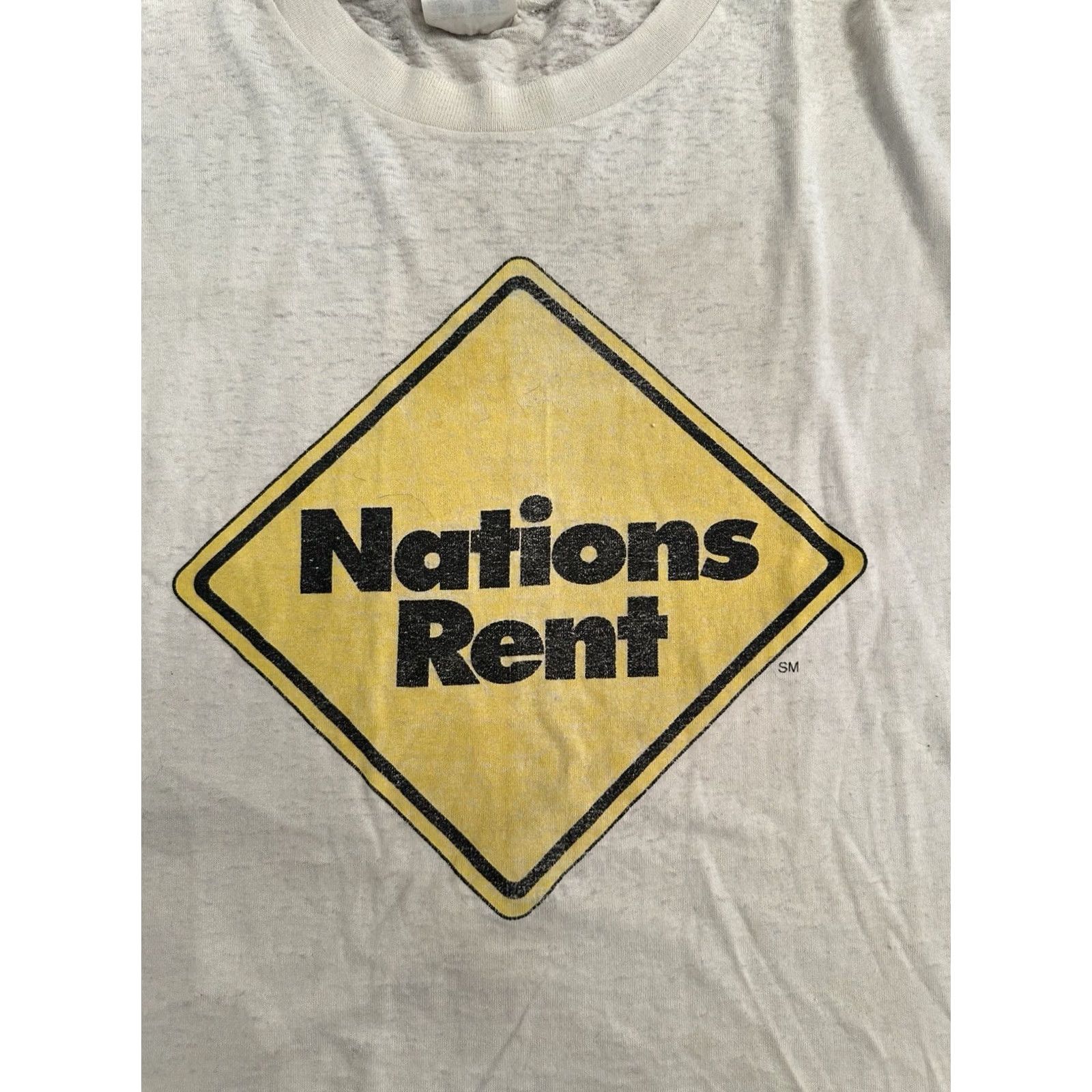 Vintage VINTAGE Nations Rent Distressed Thin T-Shirt L White Double-Sided Men Shirt Size US L / EU 52-54 / 3 - 2 Thumbnail