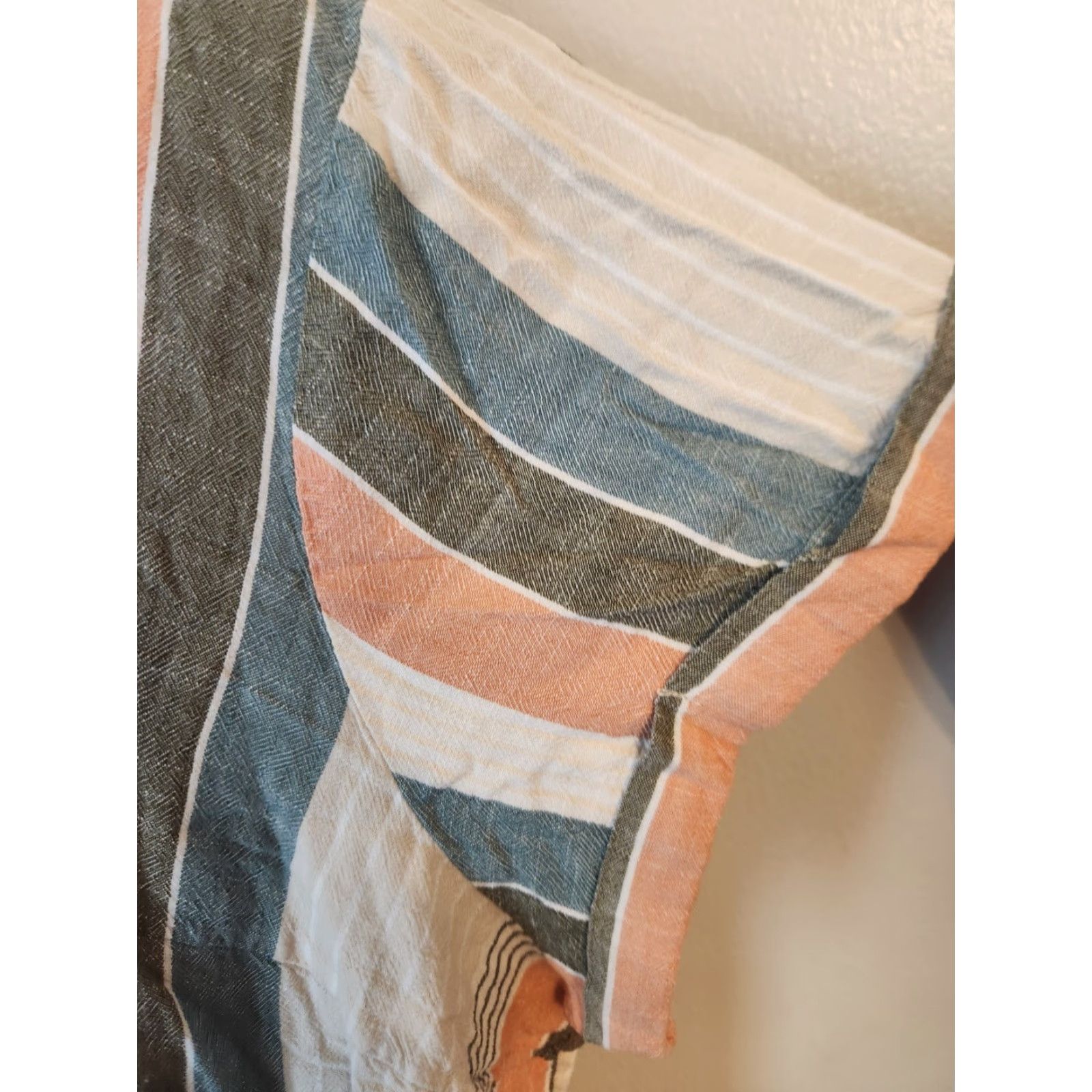 Vintage VINTAGE? Sonoma Orange Green Beige Stripe Short Sleeve Camp Shirt 3X Plus Size XXL / US 16-18 / IT 52-54 - 4 Thumbnail