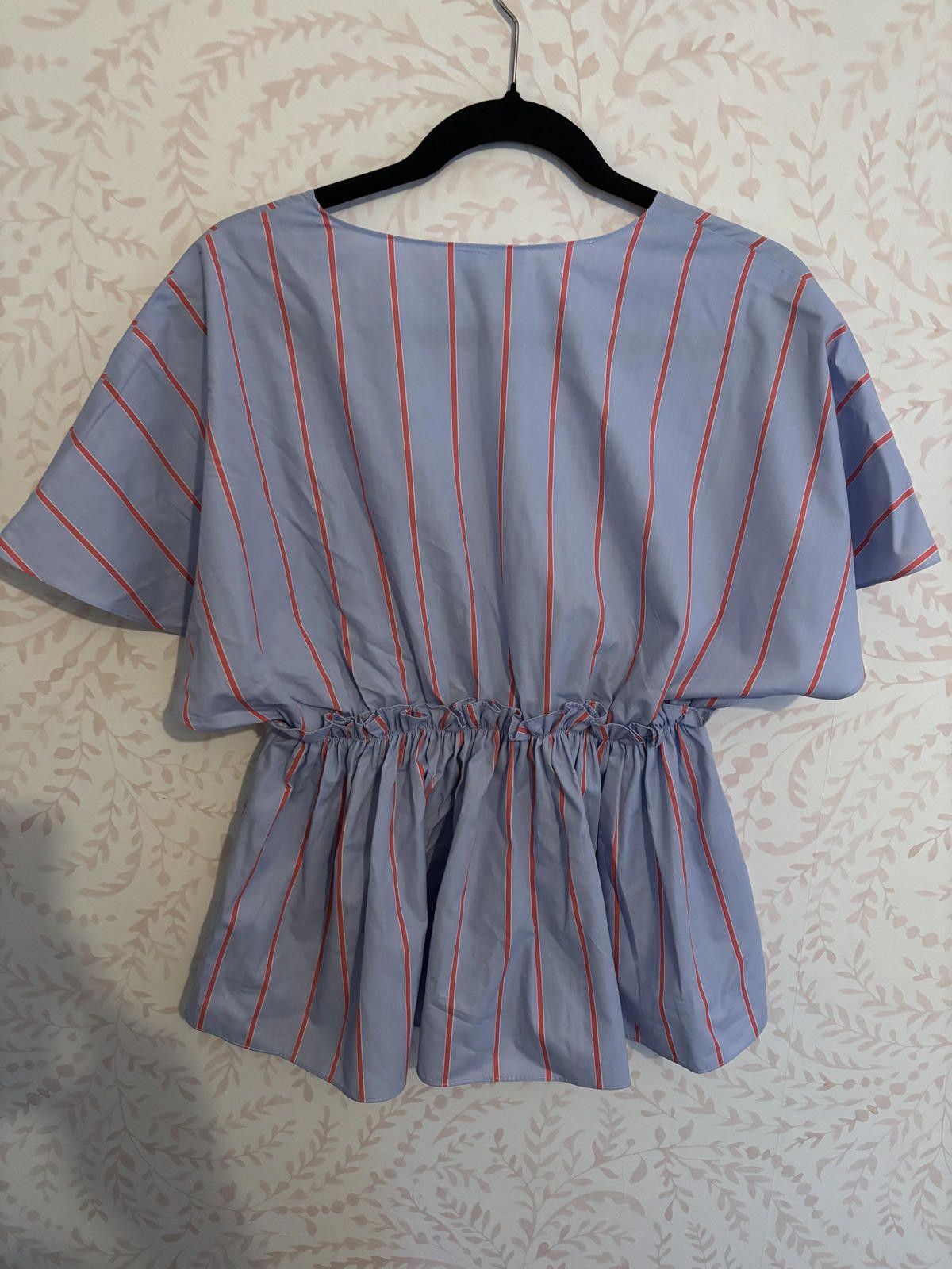 Other NWOT Anthropologie Blue Striped V-Neck Blouse Cinched Waist Size M / US 6-8 / IT 42-44 - 6 Thumbnail